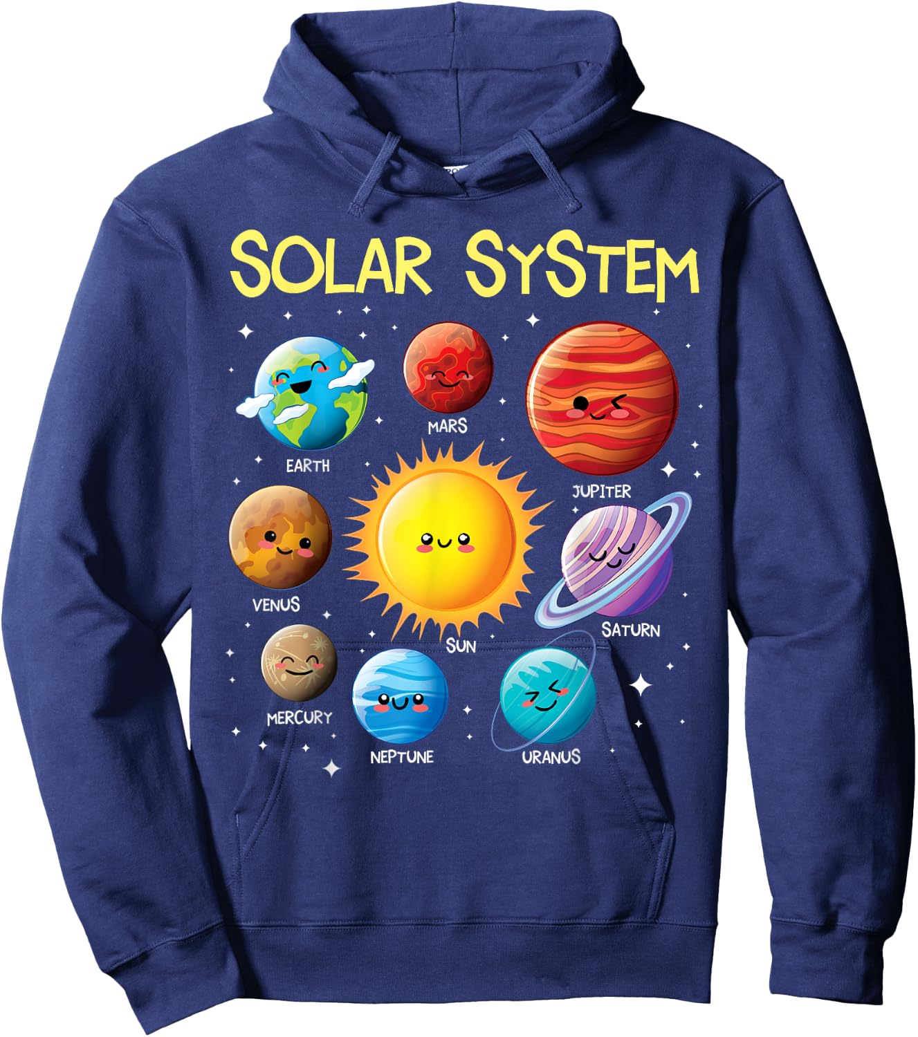 Solar System Cute Face Planets Space Science Teacher School Hoodie - Hoodie | Navy