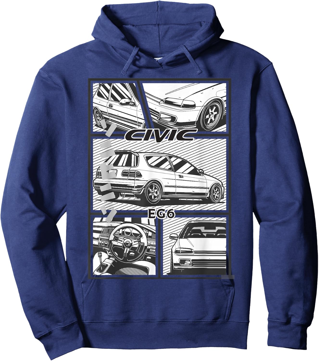 Civic Eg 6 Japanese Car , black Hoodie - Hoodie | Navy