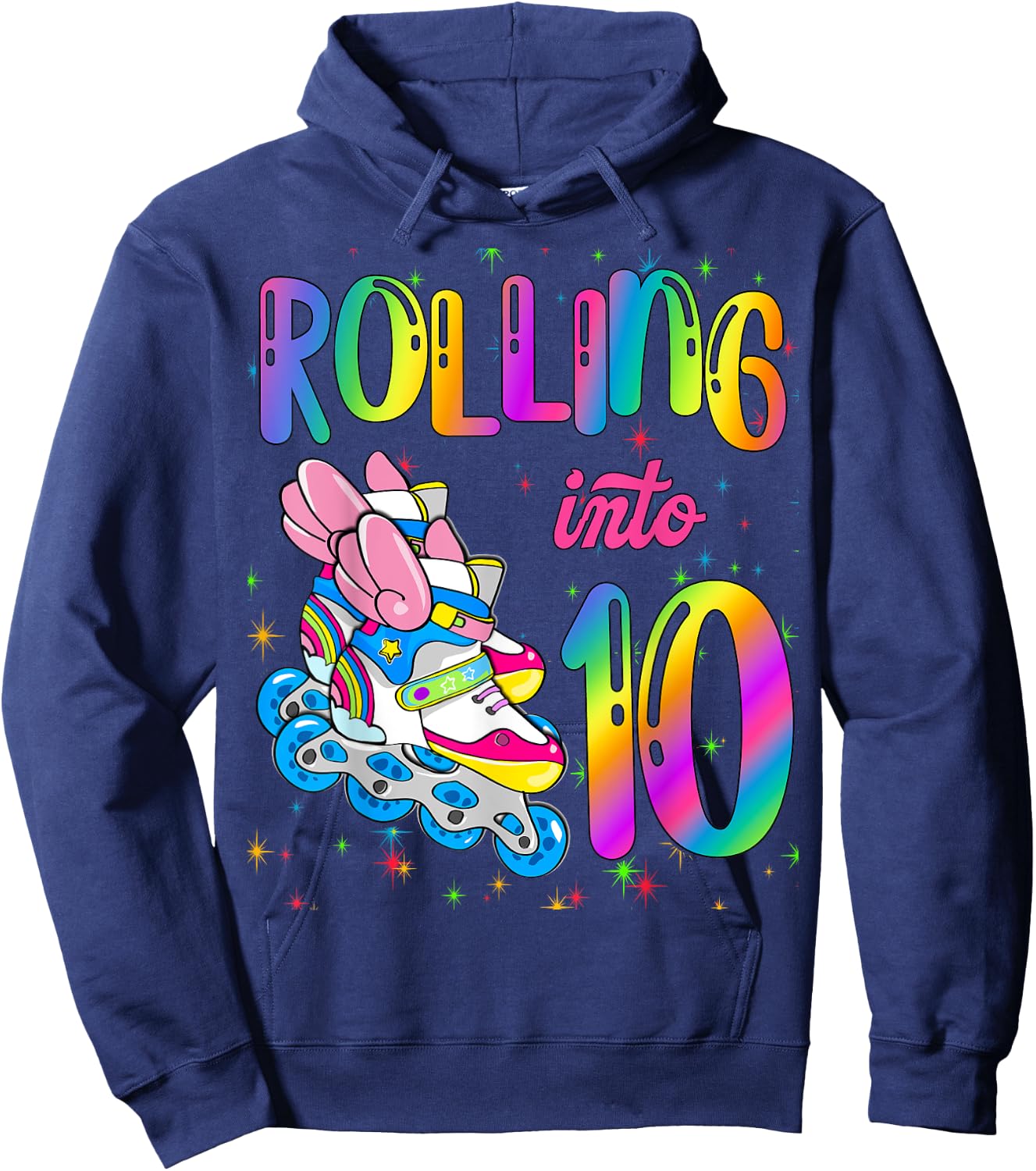Rolling Into 10 years Let's Roll I'm Turning 10 Roller Skate Hoodie - Hoodie | Navy
