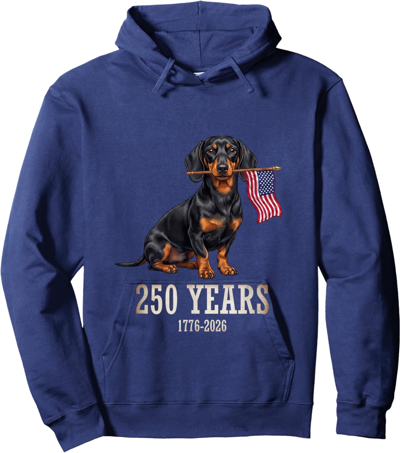 Dachshund American Flag 250 Years Patriotic Dog Lovers Hoodie - Hoodie | Navy