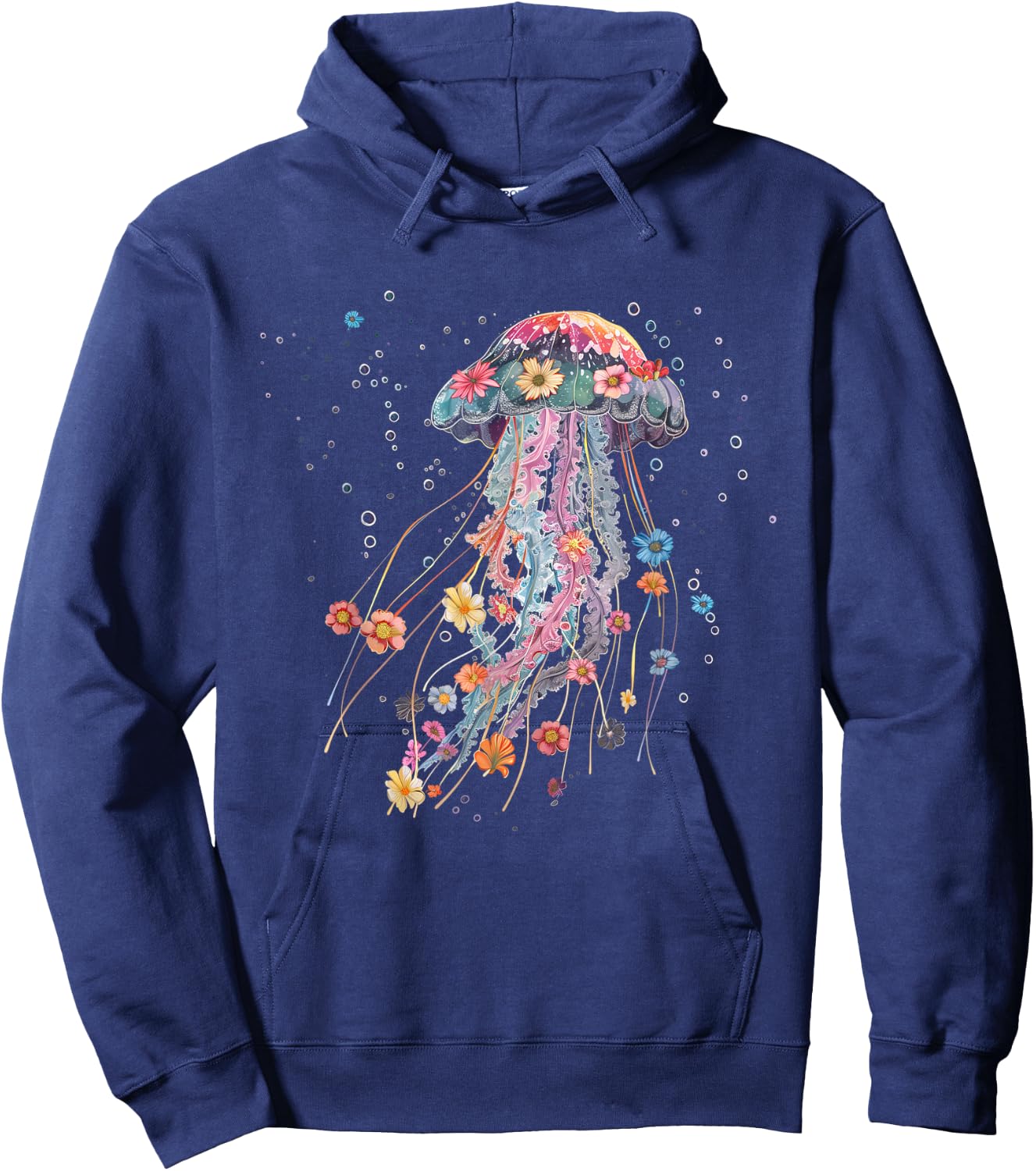 Jellyfish Flowers Vintage Floral Scuba Diving Surf Hoodie - Hoodie | Navy