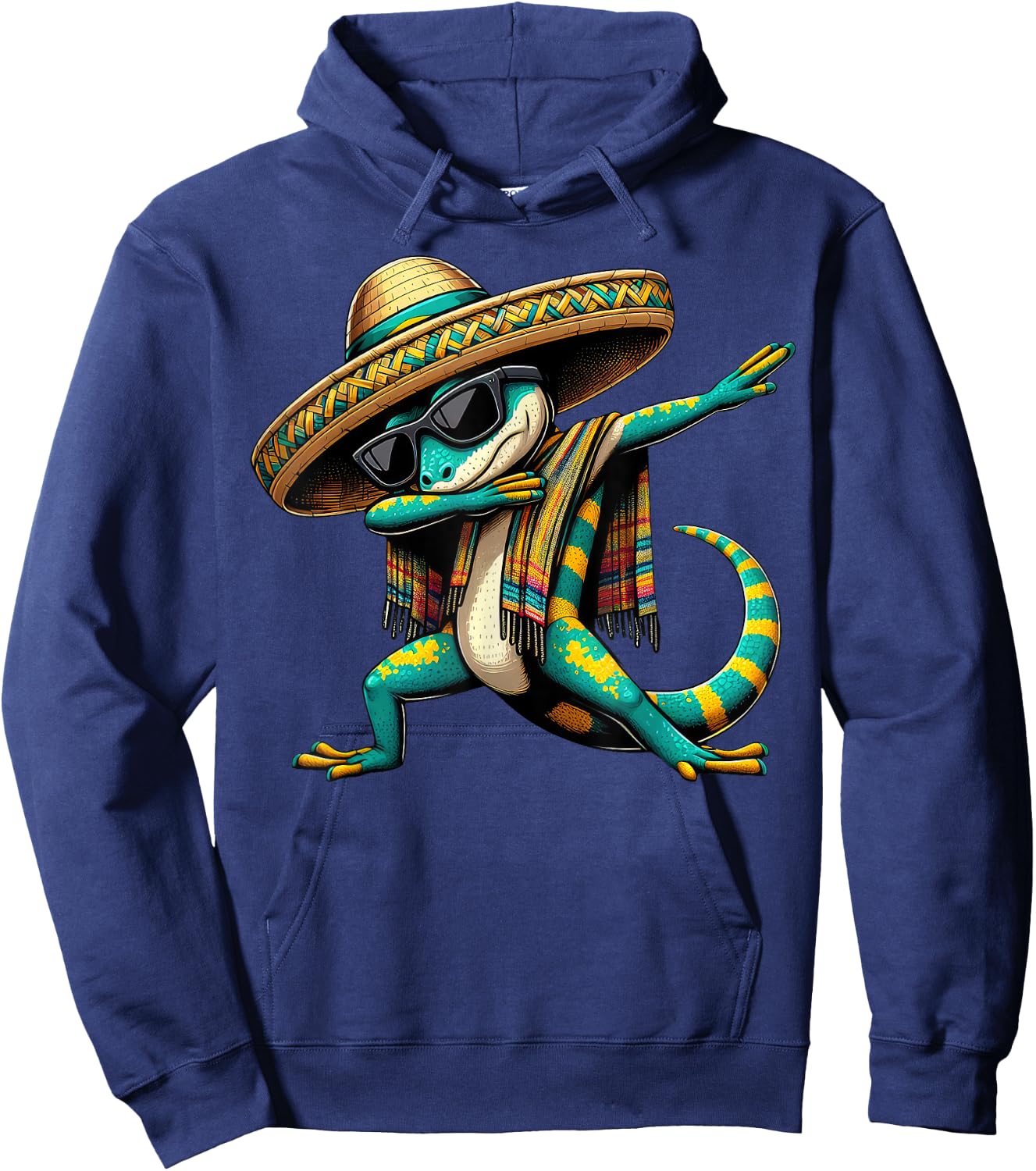Dabbing Lizard Sombrero Poncho Cinco De Mayo Mexican Funny Hoodie - Hoodie | Navy