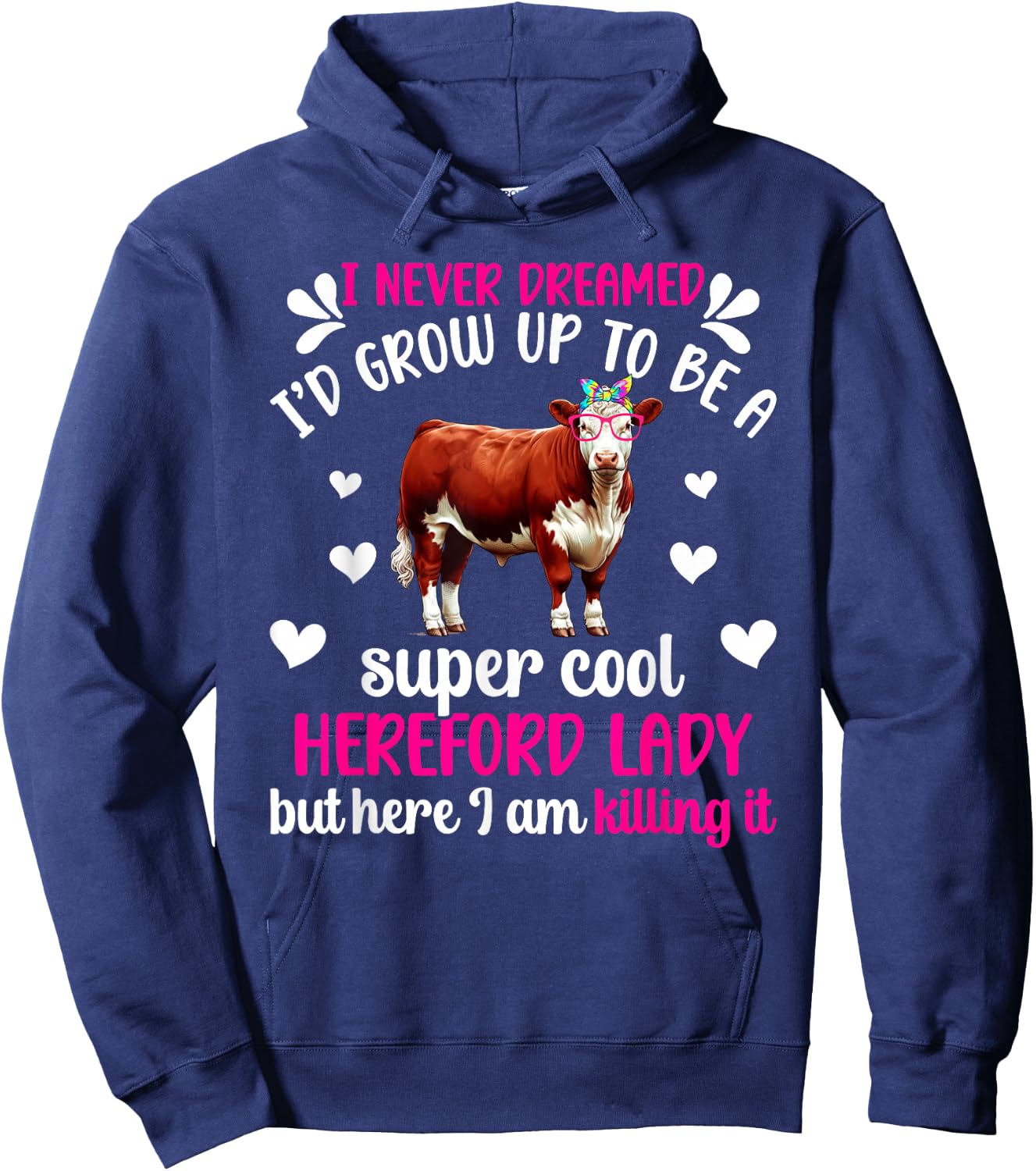 Hereford Lady Hereford Cow Lover Hereford Cow Mom Hoodie - Hoodie | Navy