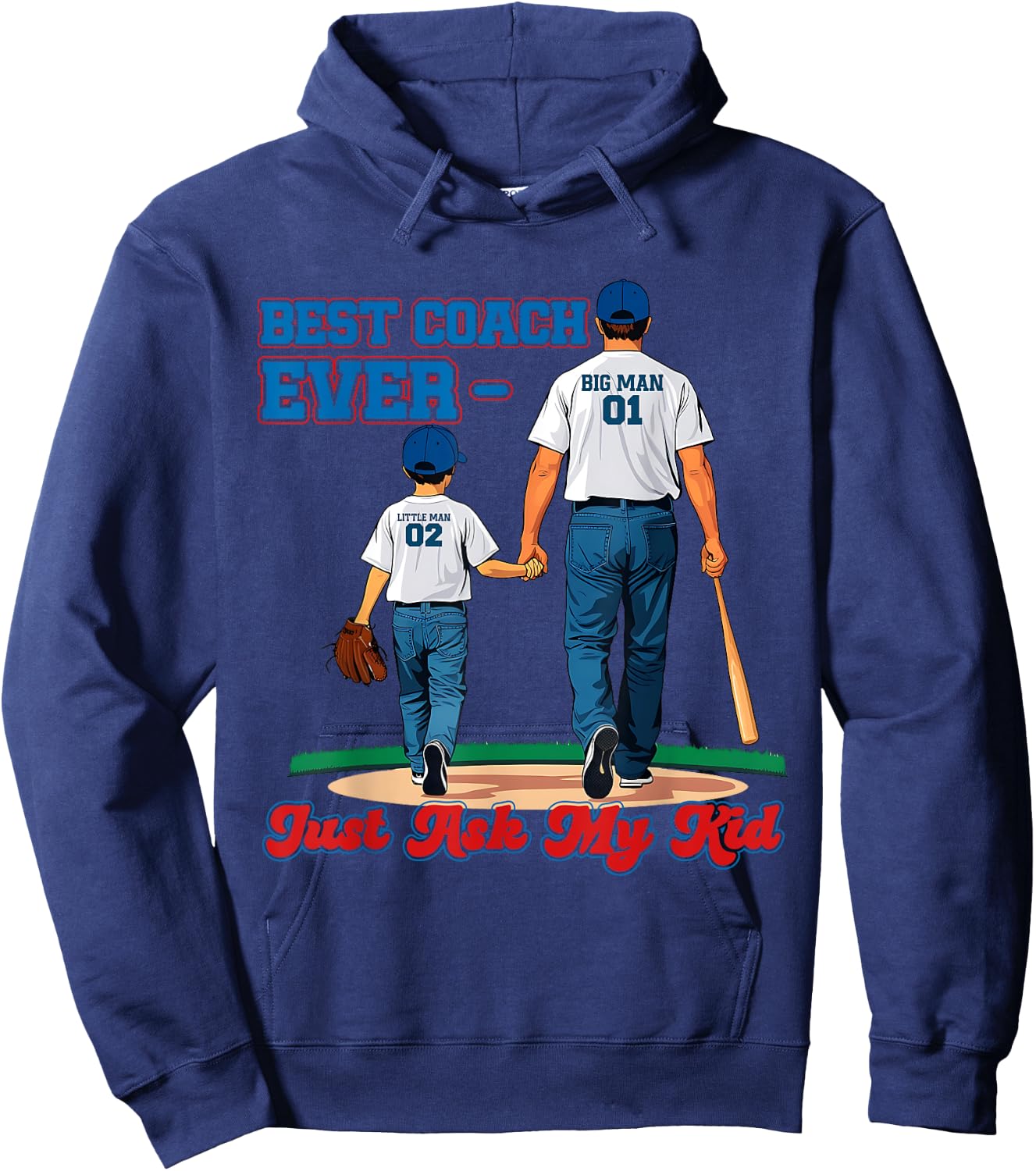 Best Coach Ever Fathers Day Baseball Dad Papa Sports Lover Hoodie - Hoodie | Navy