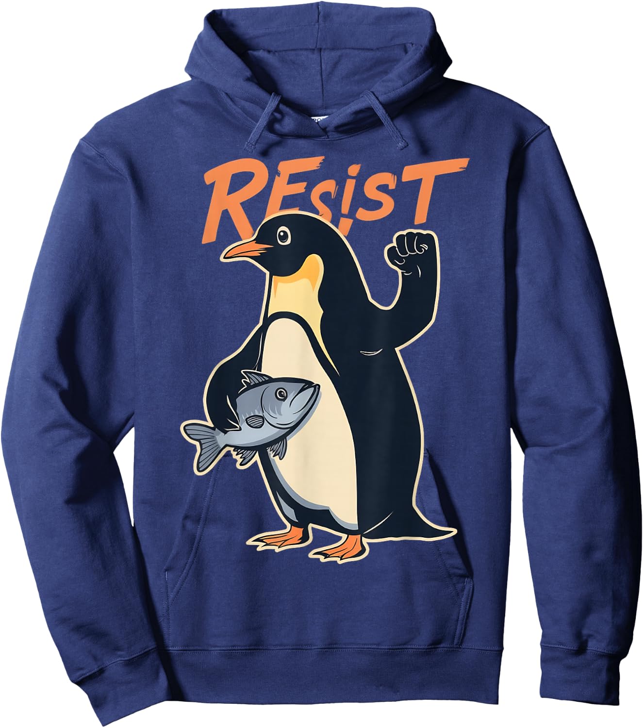Funny Resist Penguin Activism Protest Against Tariffs Hoodie - Hoodie | Navy