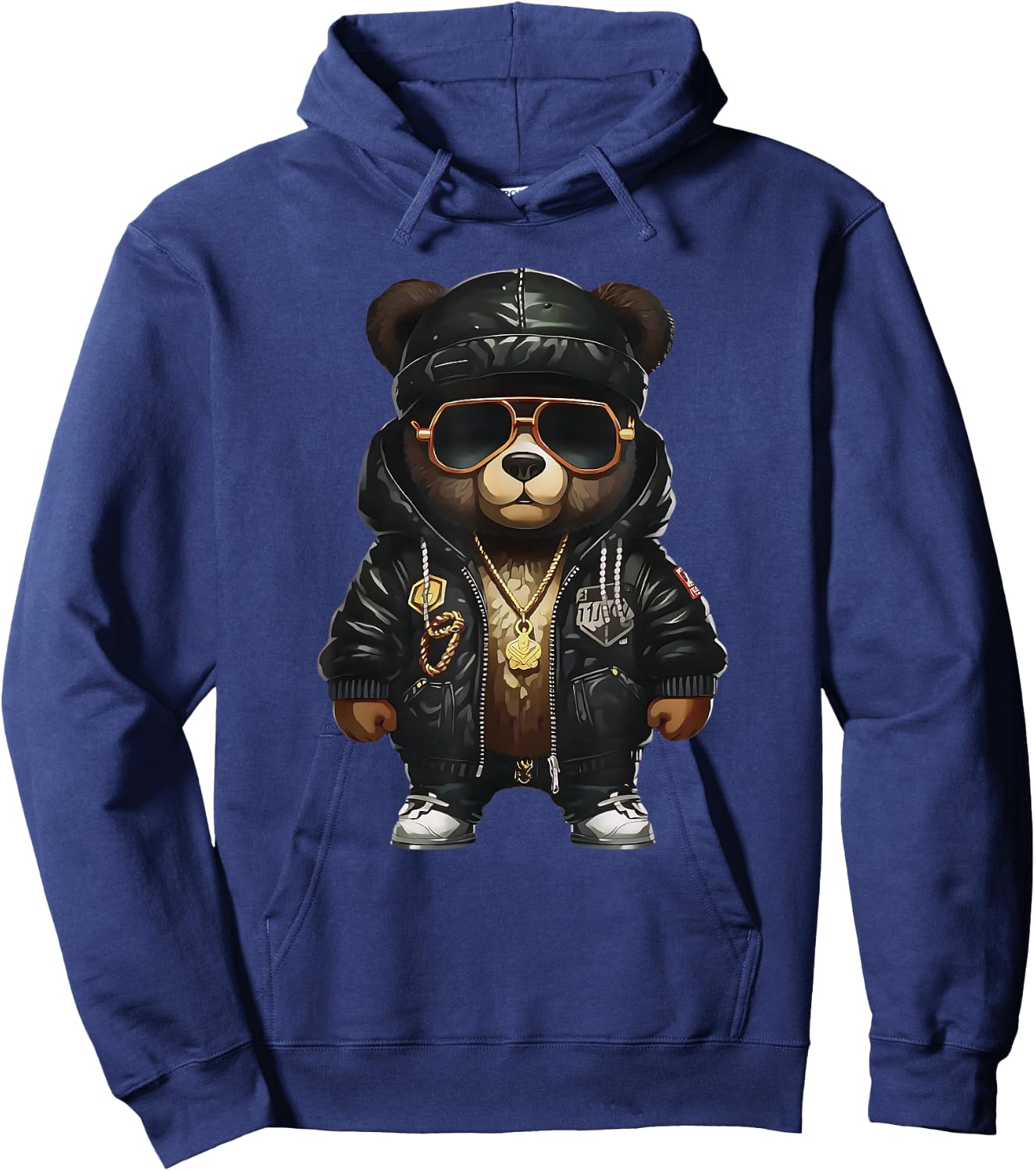 Teddy Fashion Rap Bear Stylish Hip Hop Funny , black Hoodie - Hoodie | Navy