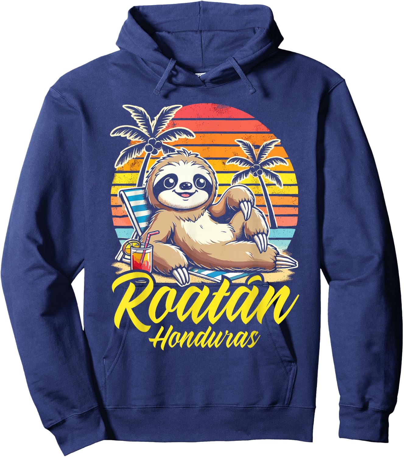 Roatan Sloth, Roatan Honduras Sloth, Roatan Hoodie - Hoodie | Navy