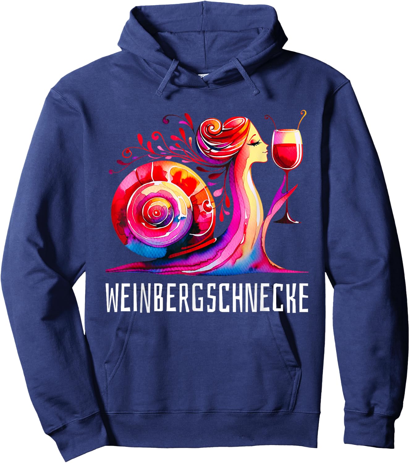 Vineyard Snail Wine Snail Motif Funny Red Wine Party , black Hoodie - Hoodie | Navy