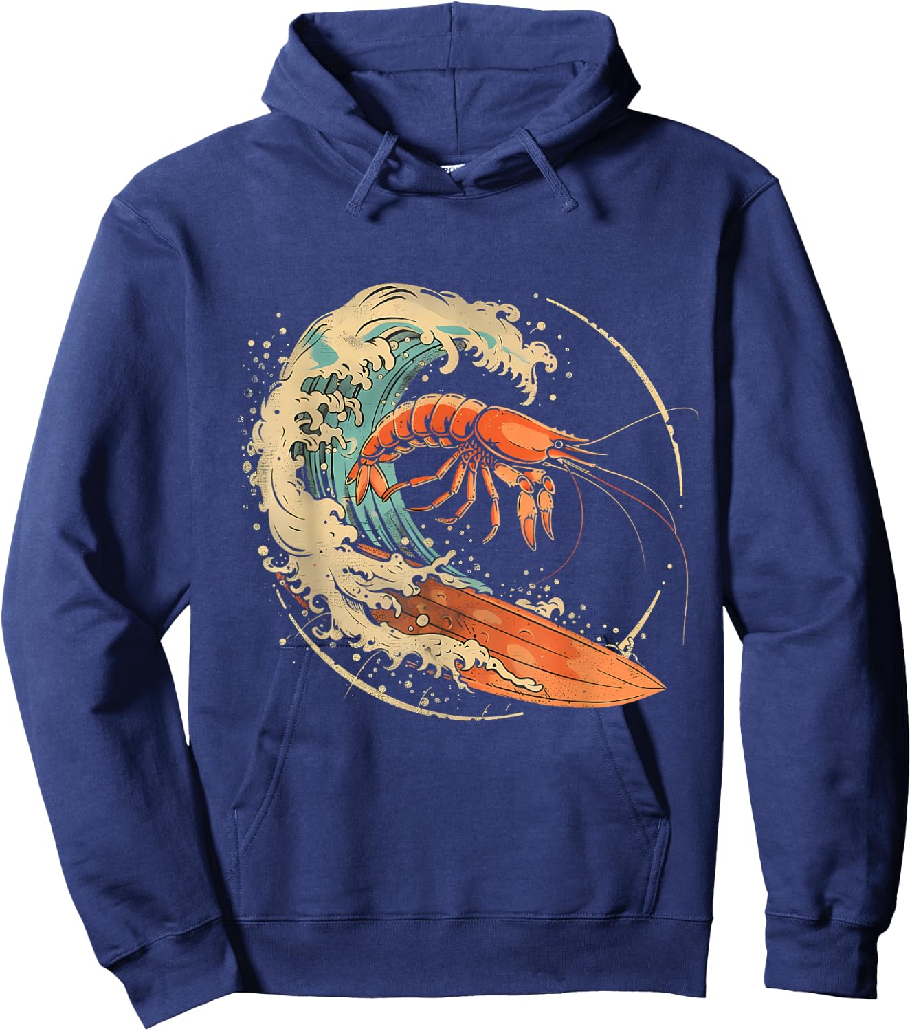 Shrimp Surfing Sea Ocean Animal Marine Mammal Shrimp Lover Hoodie - Hoodie | Navy