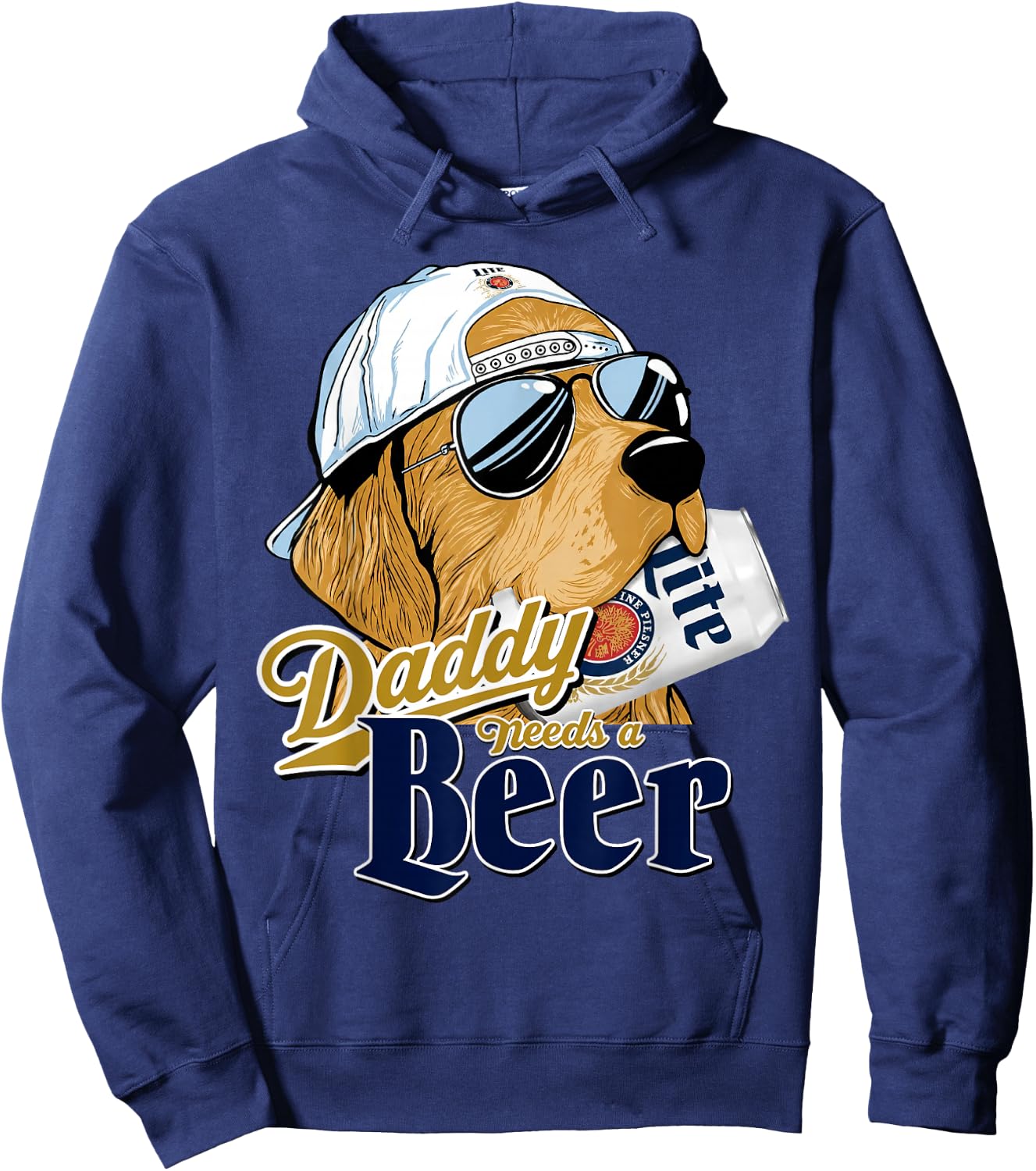 Daddy Needs A Beer Funny Father Dad Drinking Humor Graphic Hoodie - Hoodie | Navy
