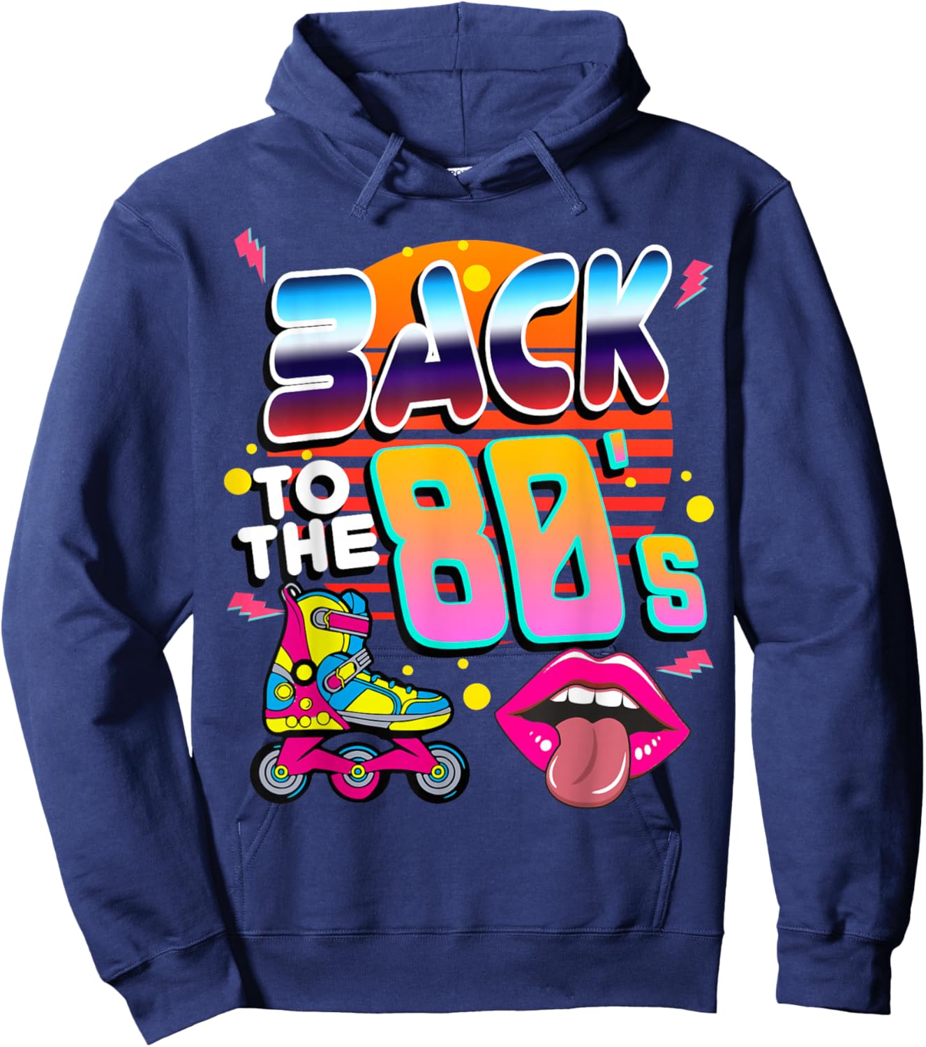 80s 80er Party Outfit Costume Back To The 80'S , black Hoodie - Hoodie | Navy