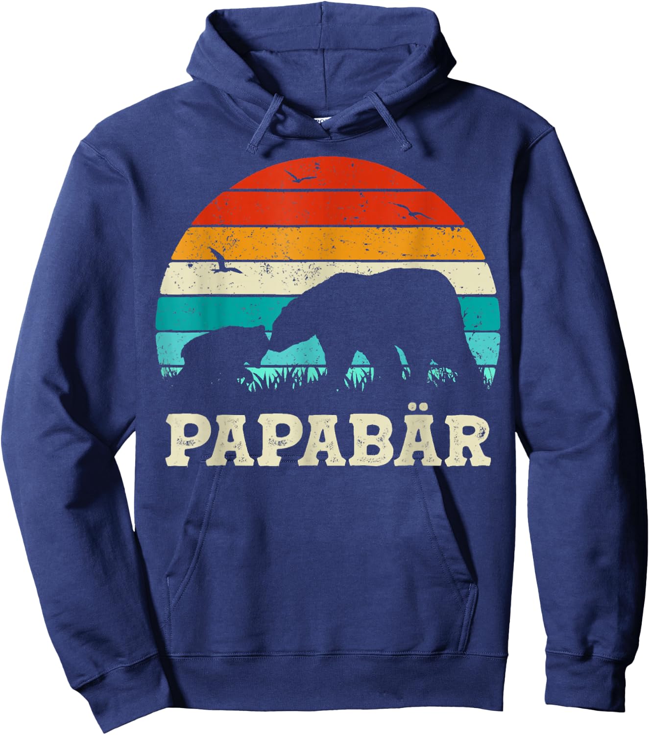 Herren Retro Vater Baby Sohn Tochter Bär Papa Vatertag Hoodie - Hoodie | Navy