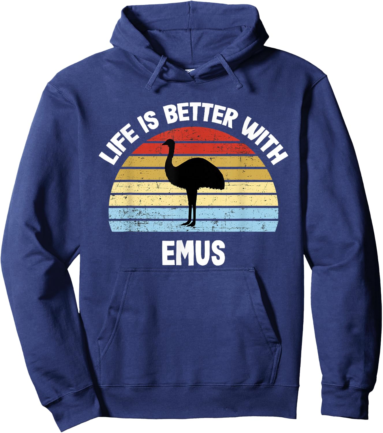 Emu with German Text "Das Leben ist besser mit Emus" [ Hoodie - Hoodie | Navy