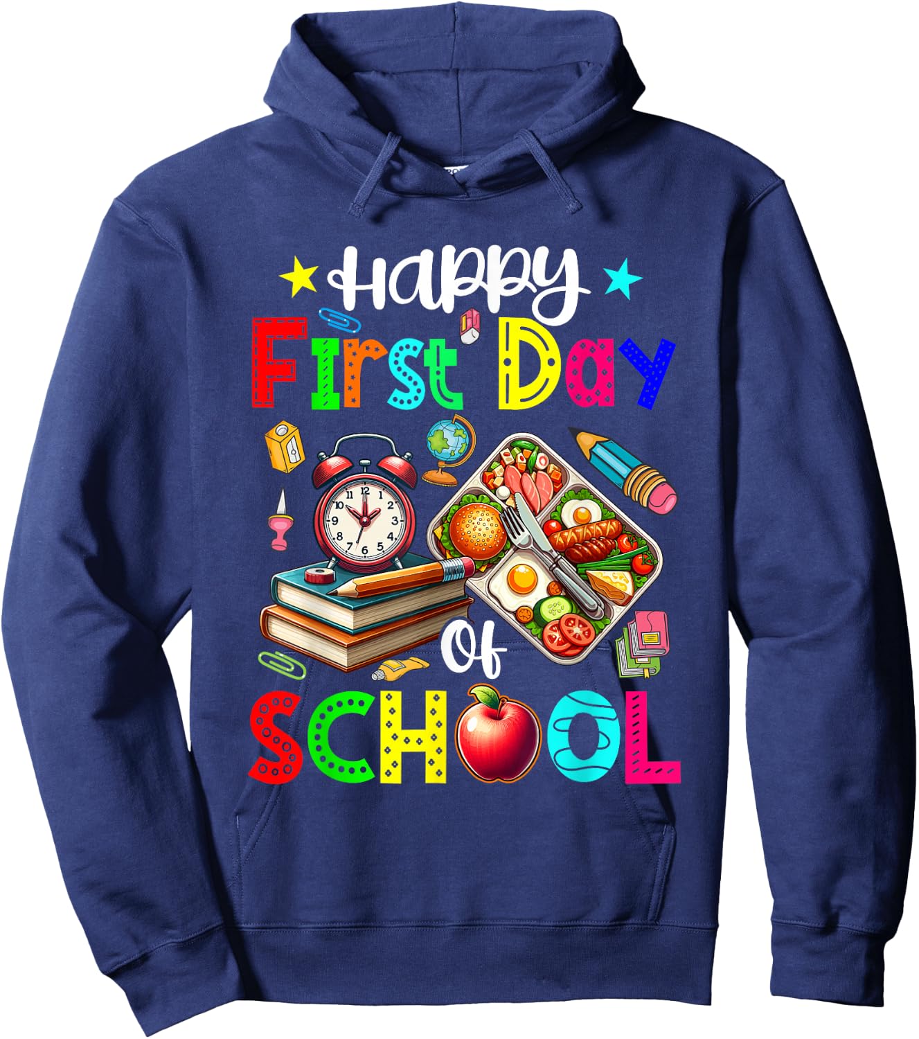 Happy First Day Of School Lunch Lady Job Costume Colorful Hoodie - Hoodie | Navy