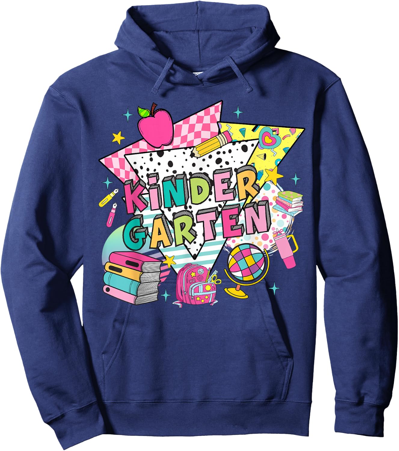 Kindergarten Teachers Students Retro 90s Back To School Hoodie - Hoodie | Navy