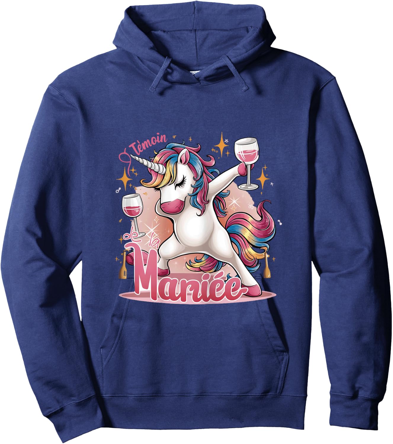 Team Unicorn Future Bride Witness Of The Bride Evjf Humor , Black Hoodie - Hoodie | Navy