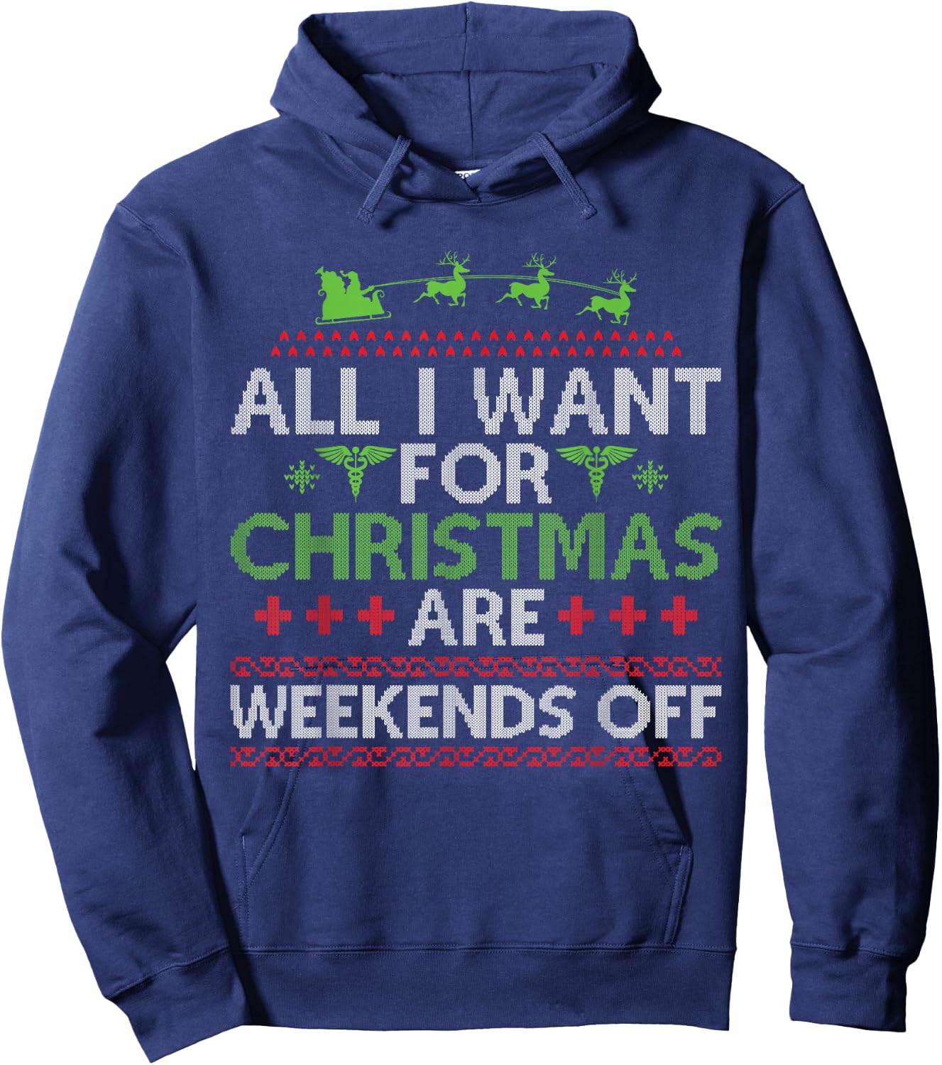 Christmas Santa Nurse Ugly Christmas Sweater Hoodie - Hoodie | Navy