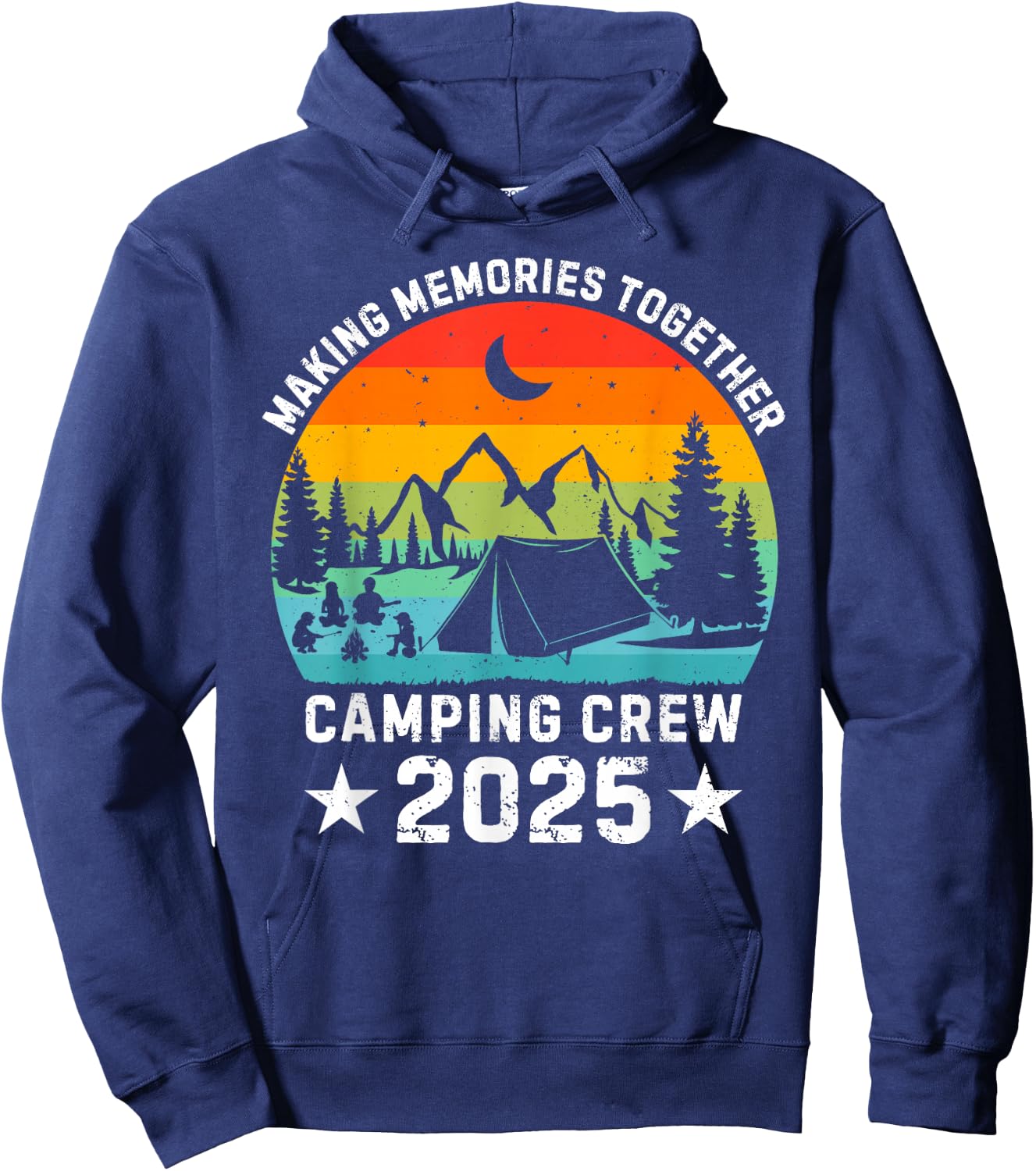Family Camping Crew 2025 Outdoor Camper Group Matching Hoodie - Hoodie | Navy