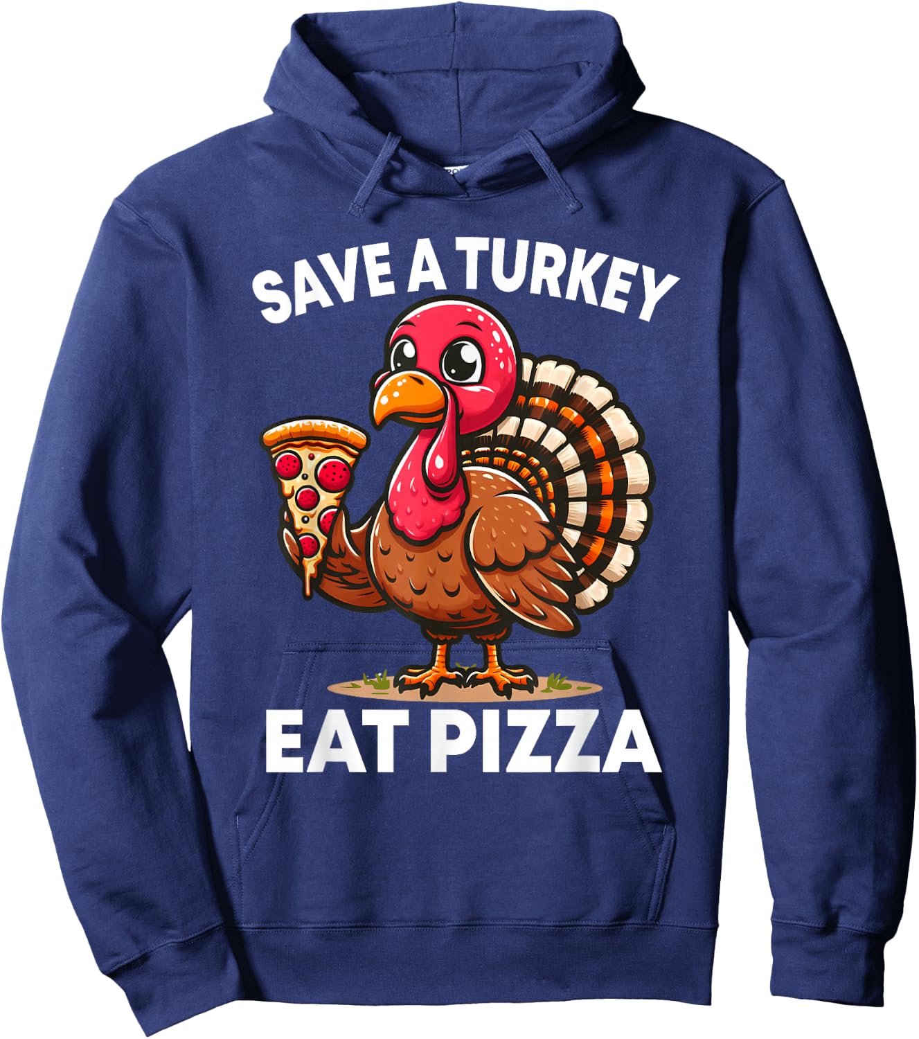 Funny Save a Turkey Eat Pizza Thanksgiving Shirt Kids Adult Hoodie - Hoodie | Navy