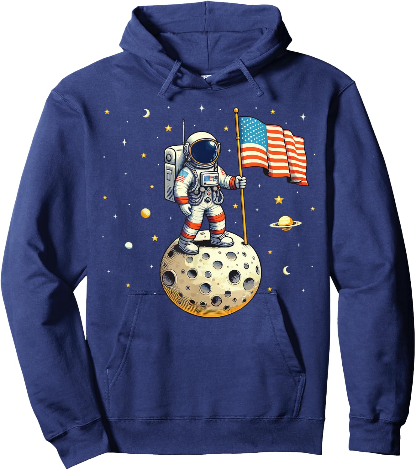 American Flag Astronaut Space 4th Of July Boy Toddlers Hoodie - Hoodie | Navy
