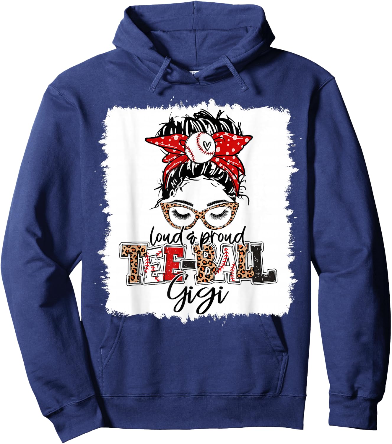 T-Ball Gigi Ball Leopard Print Squad Messy Bun Hair Hoodie - Hoodie | Navy