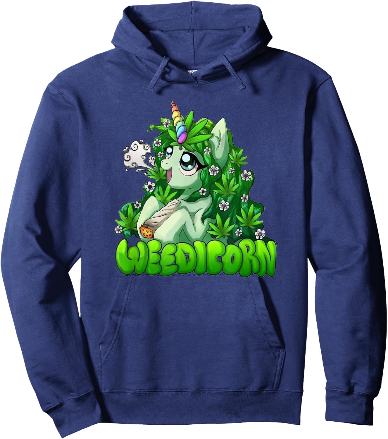 Weedicorn 420 Day Marijuana Leaf Funny Unicorn Hoodie - Hoodie | Navy