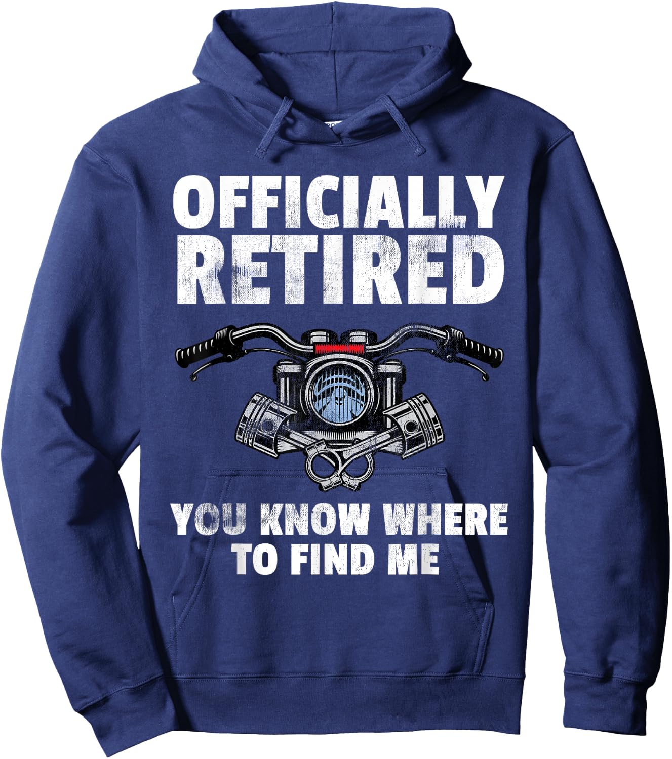 Officially Retired Men Motorcycle Gift Motor Bike Hoodie - Hoodie | Navy