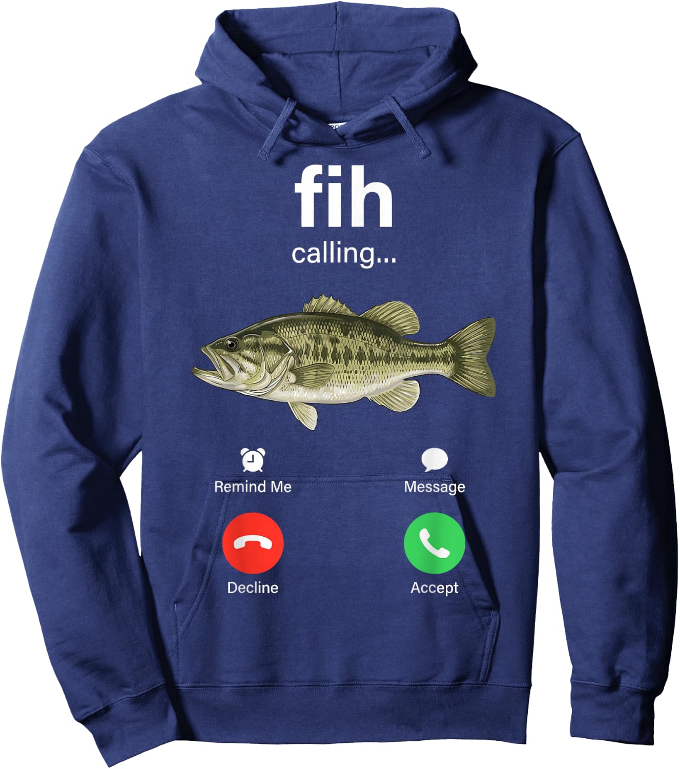 Fih Calling Decline Accept Phone Call Funny Fish Meme Hoodie - Hoodie | Navy
