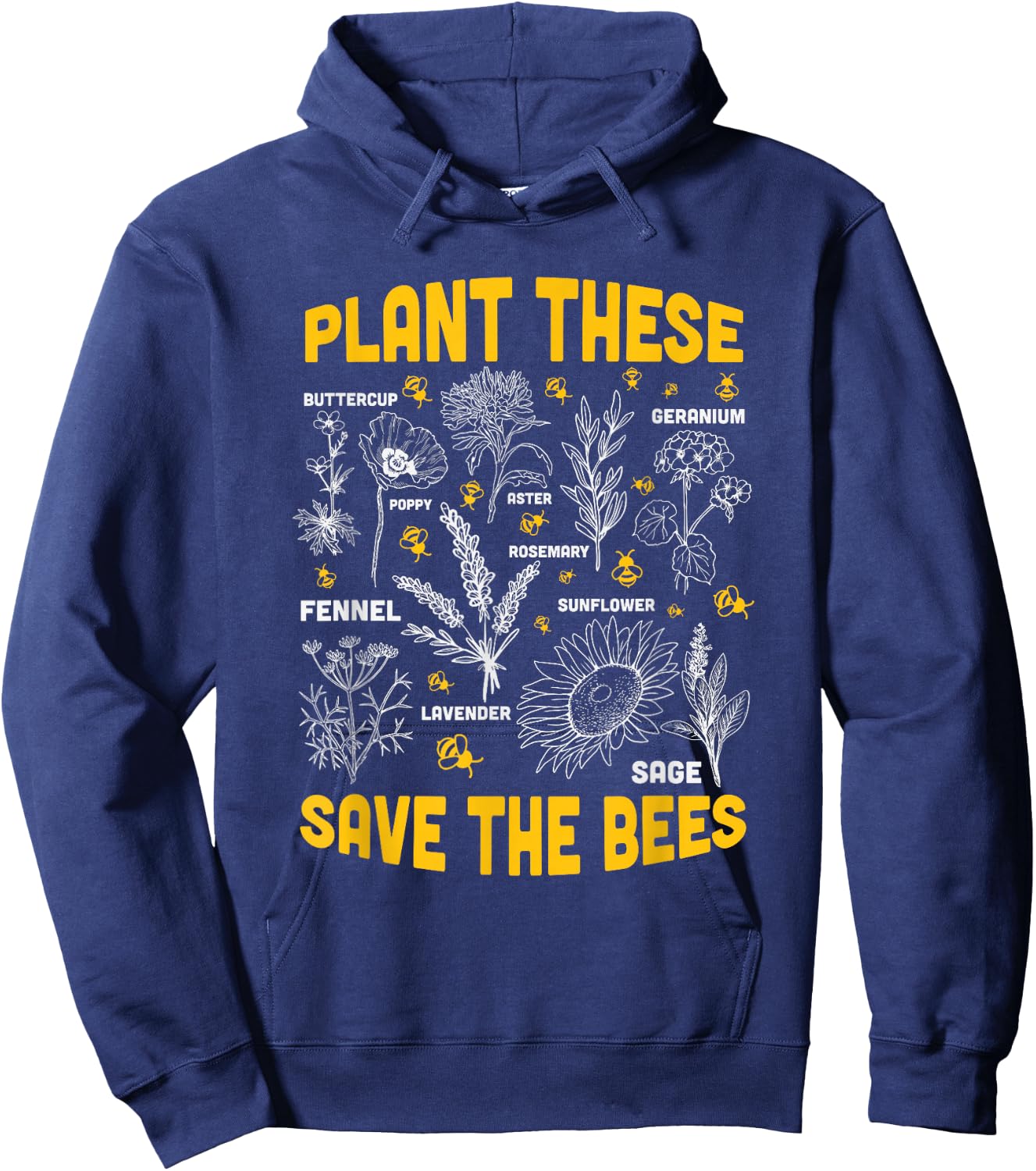 Plant These Save The Bees - Flowers Hoodie - Hoodie | Navy