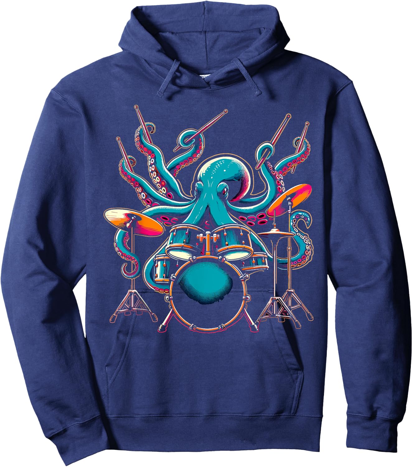 Octopus Drums Drummer Novelty Music Lover Funny Drummer , black Hoodie - Hoodie | Navy