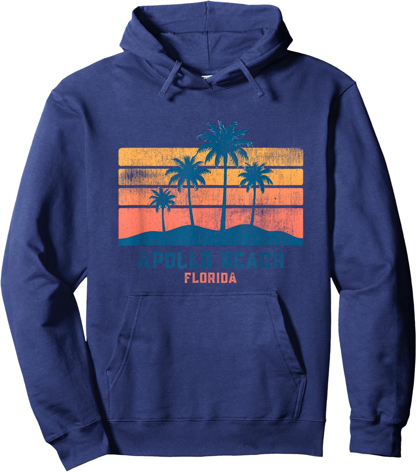 Apollo Beach Florida Retro Vintage Souvenir Sun Hoodie - Hoodie | Navy