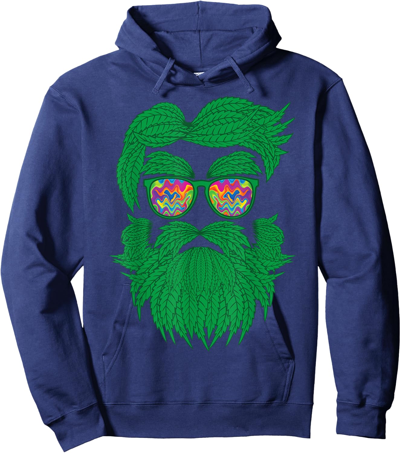 Weed Beard Sunglasses 420 Cannabis Marijuana Stoner Gift Hoodie - Hoodie | Navy