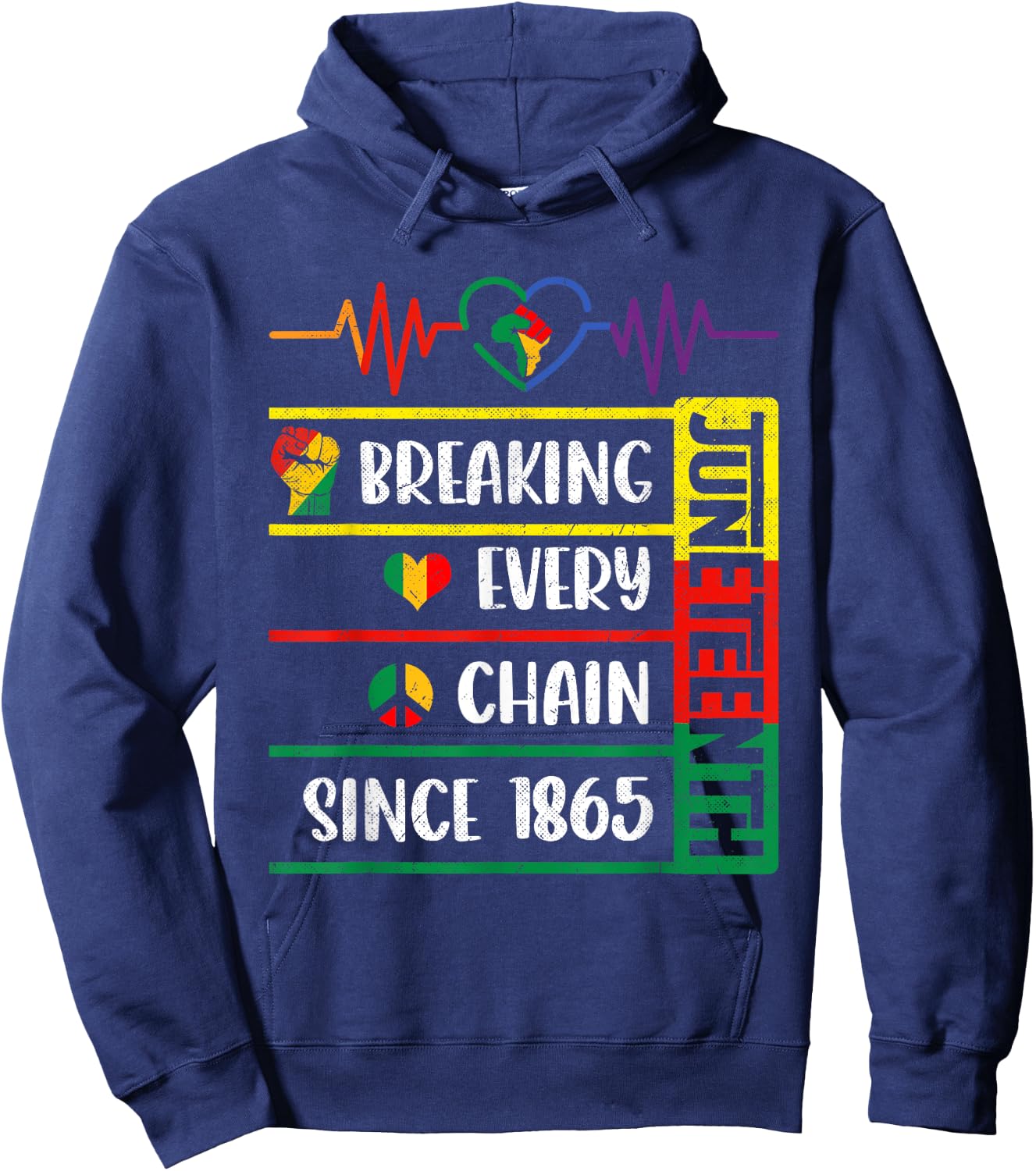 Juneteenth Breaking Every Chain Since 1865 Freedom Day Hoodie - Hoodie | Navy