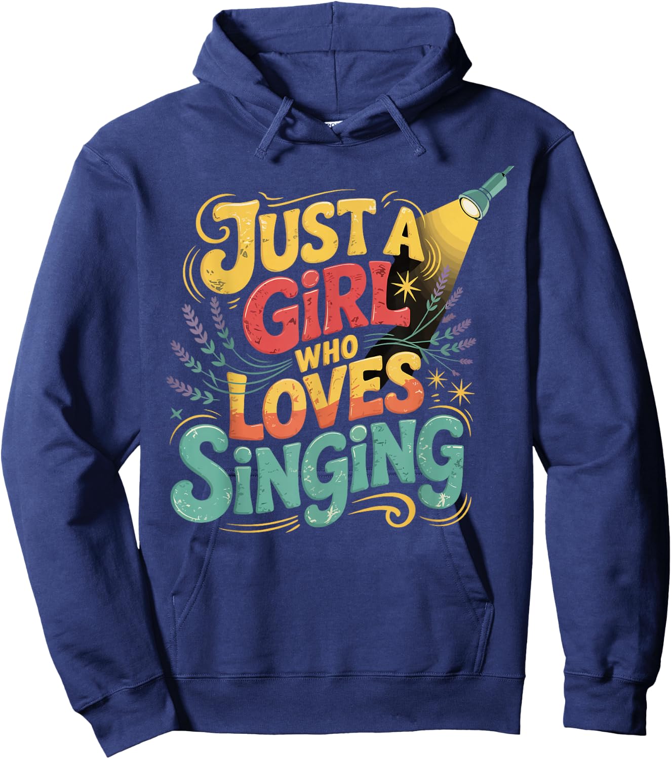 Just a Girl Who Loves Singing Vintage Music Gifts Hoodie - Hoodie | Navy