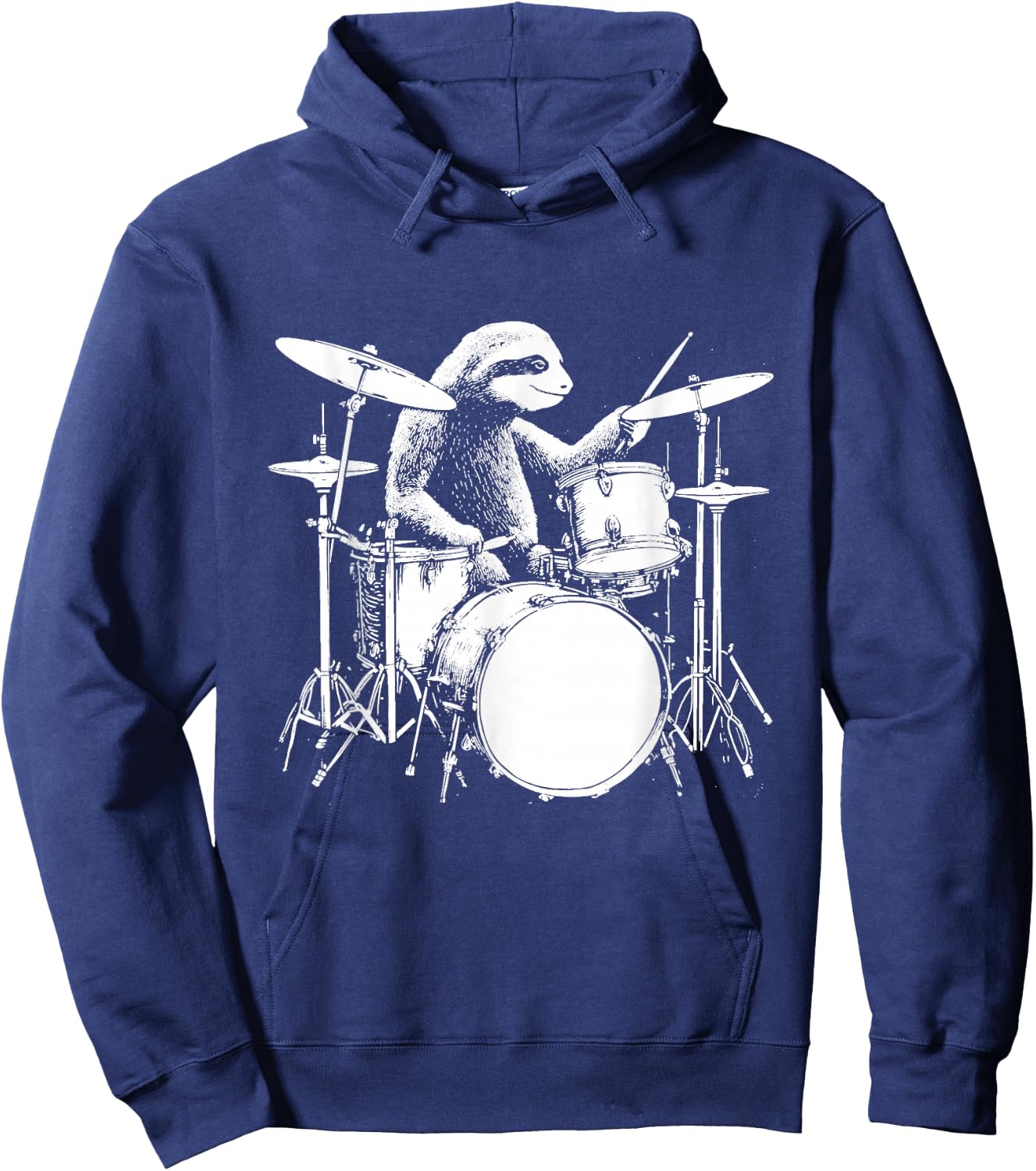 Sloth Plays Drums Funny Drumming Animal Drummer Hoodie - Hoodie | Navy