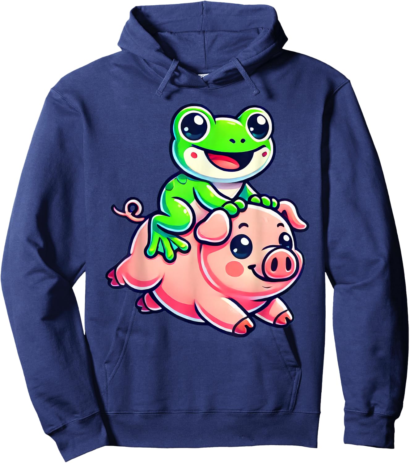 Kawaii Frog Pig Hoodie - Hoodie | Navy