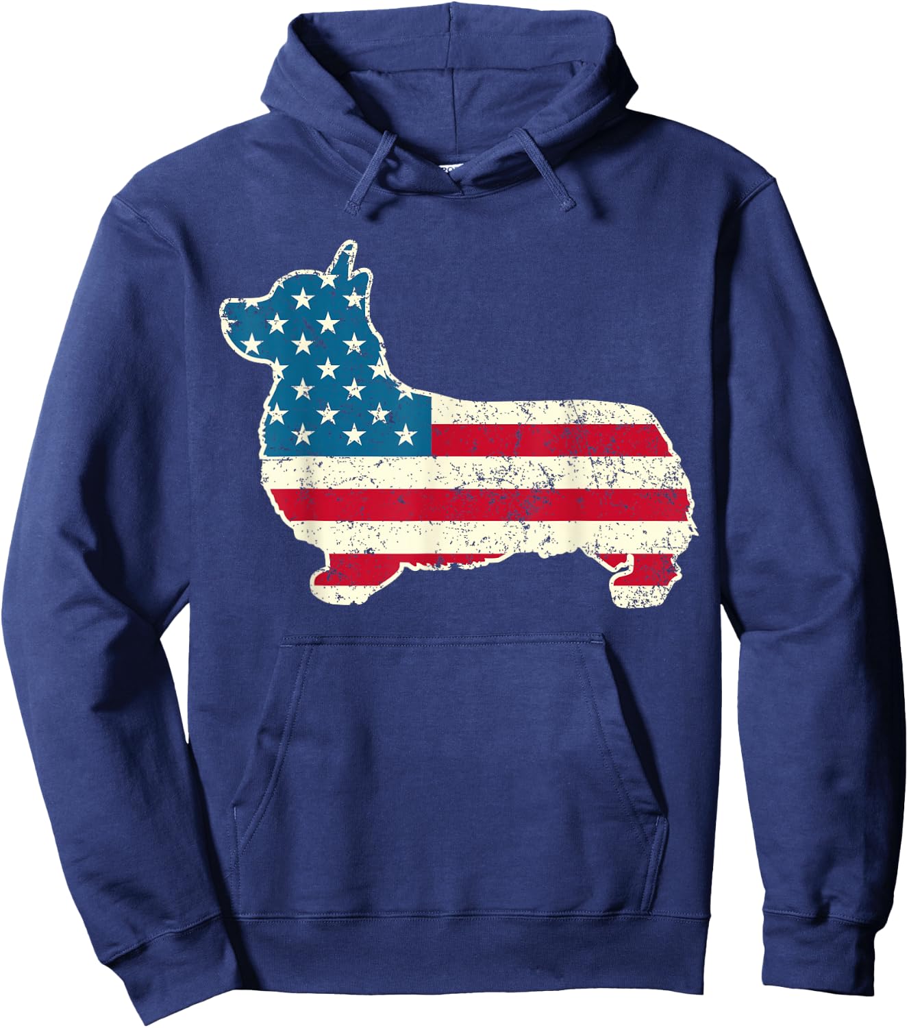 Corgi 4th of July Dog Lover Gifts Men Women American Flag Hoodie - Hoodie | Navy