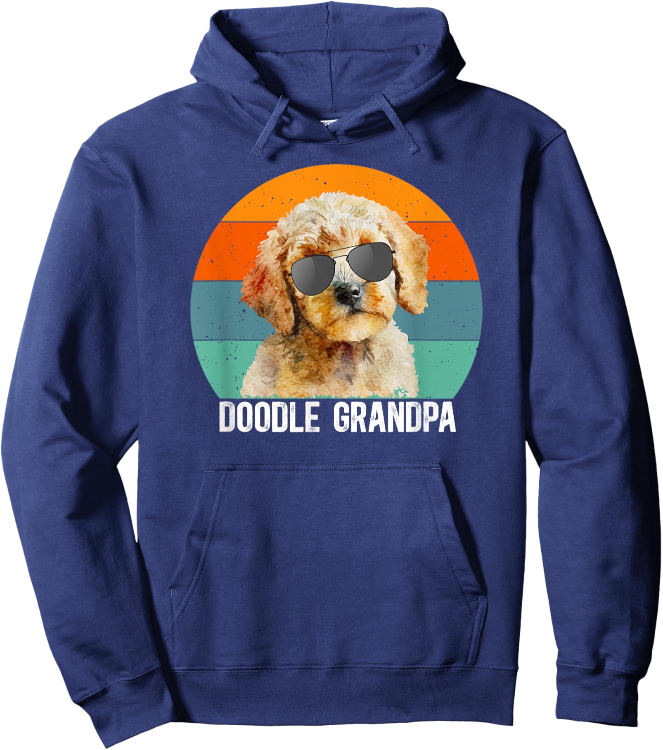 Doodle Grandpa Of A Goldendoodle Grandfather Retro Hoodie - Hoodie | Navy