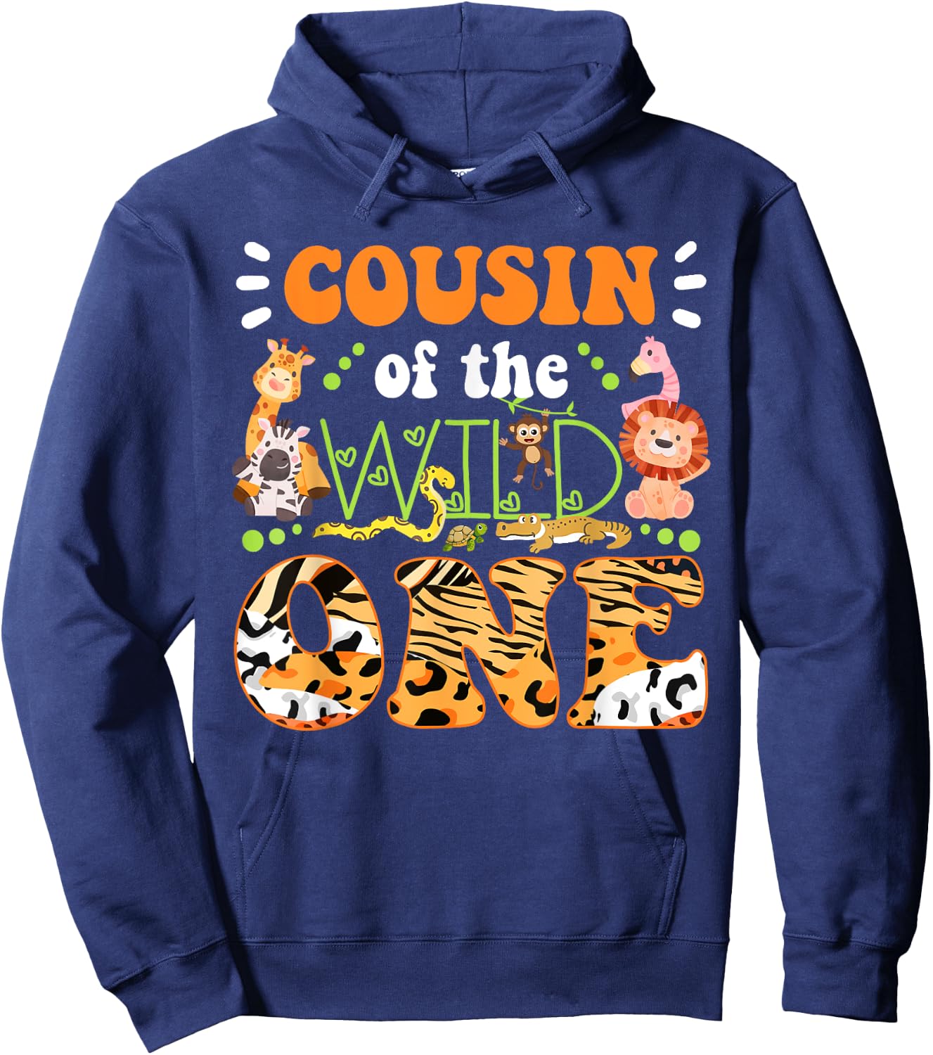 Cousin Of The Wild One 1st Birthday Safari Family Matching Hoodie - Hoodie | Navy