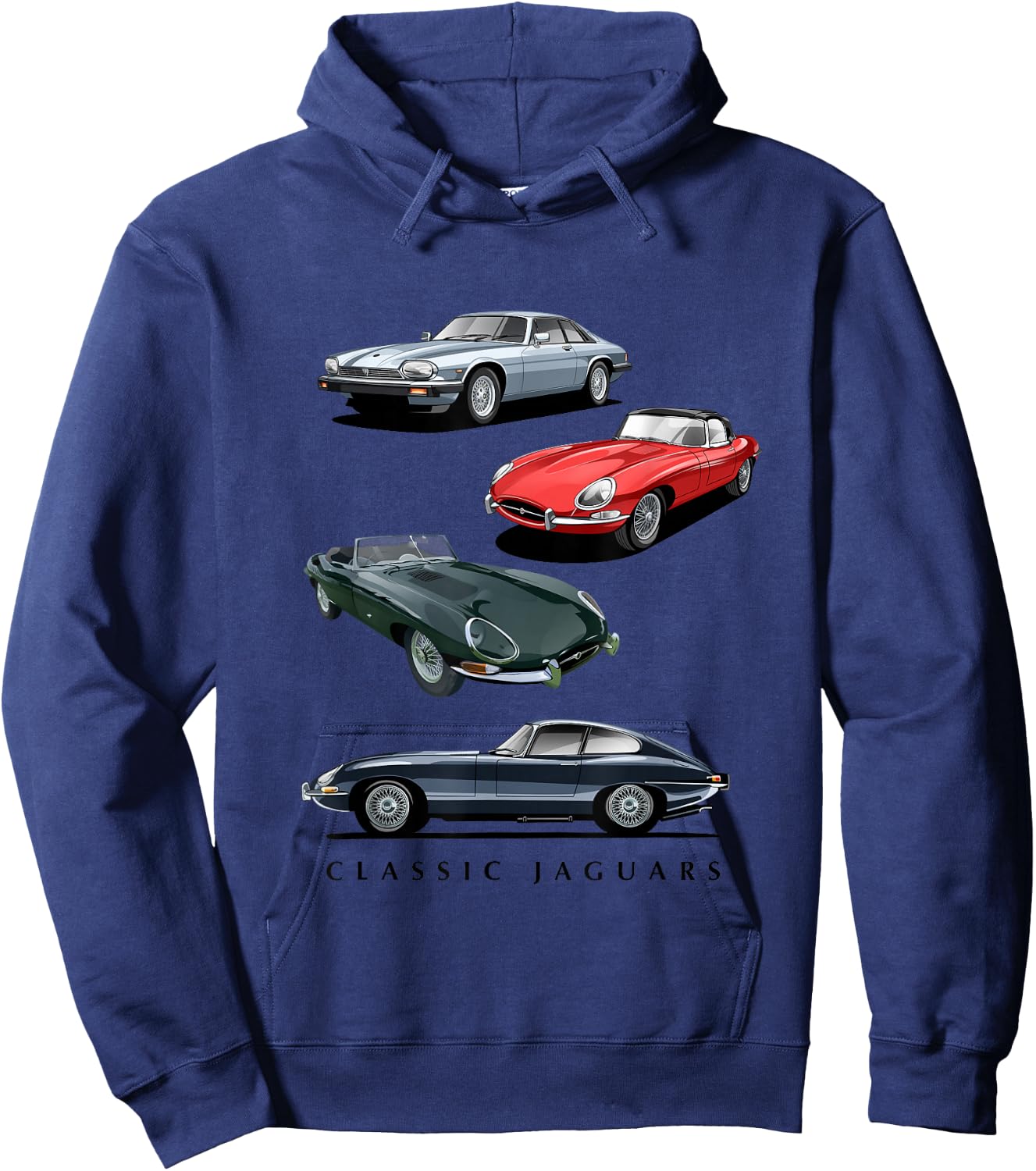 British Sports Cars - Classic Jaguars Hoodie - Hoodie | Navy