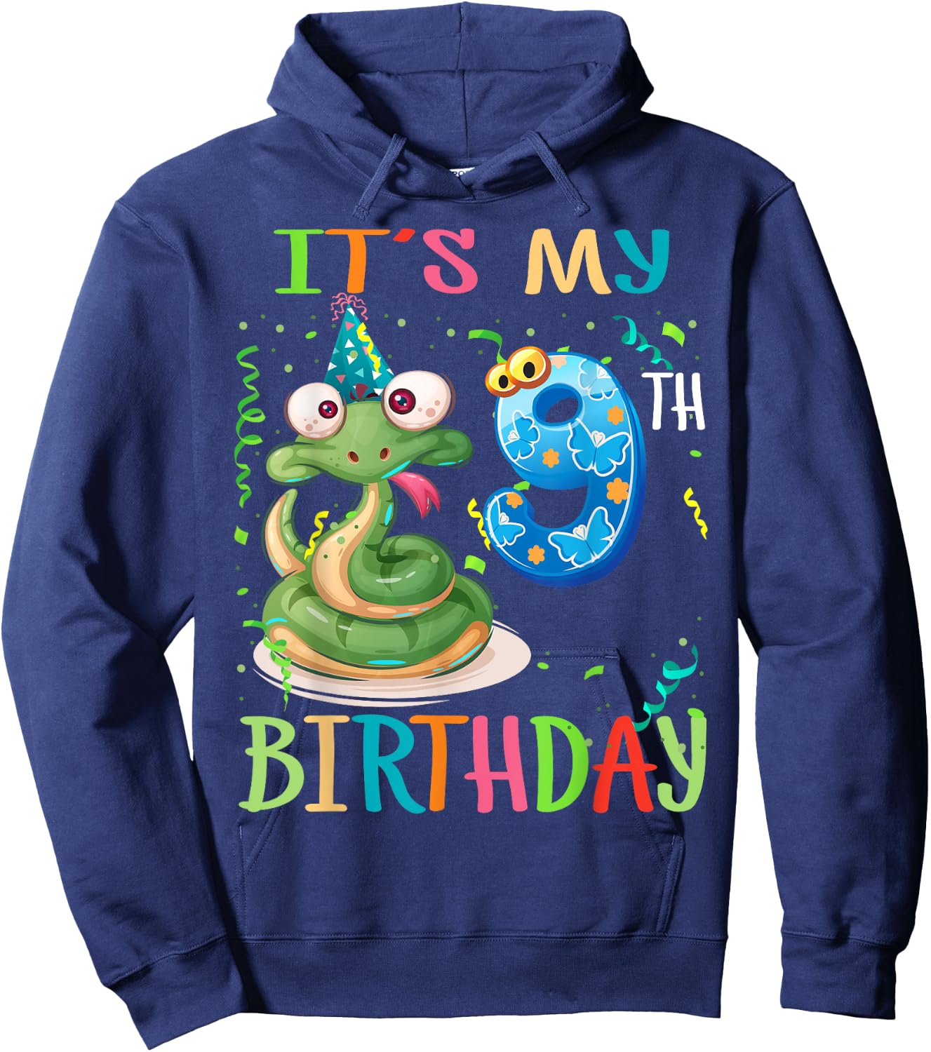 It's My 9th Birthday 9 Years Old Snake Boys Girls Teens Hoodie - Hoodie | Navy