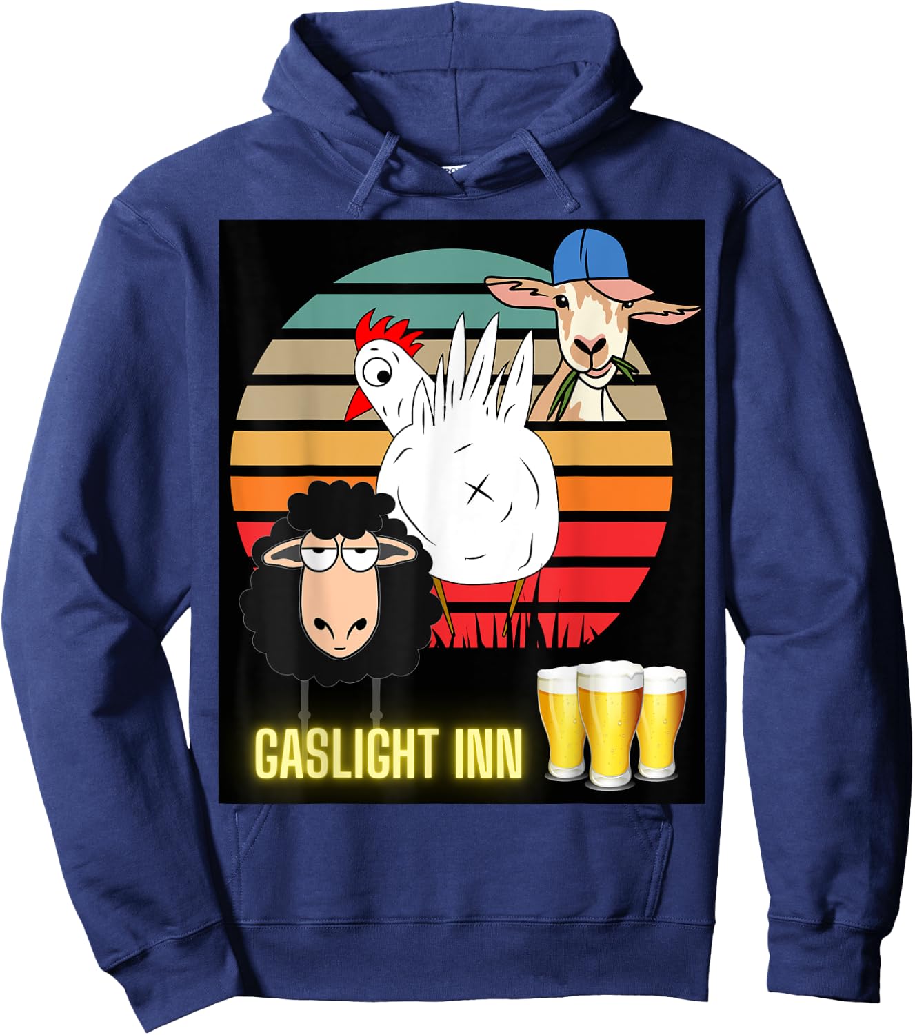 Funny Chicken Butt, Scapegoat & Blacksheep Go To A Beer Pub Hoodie - Hoodie | Navy
