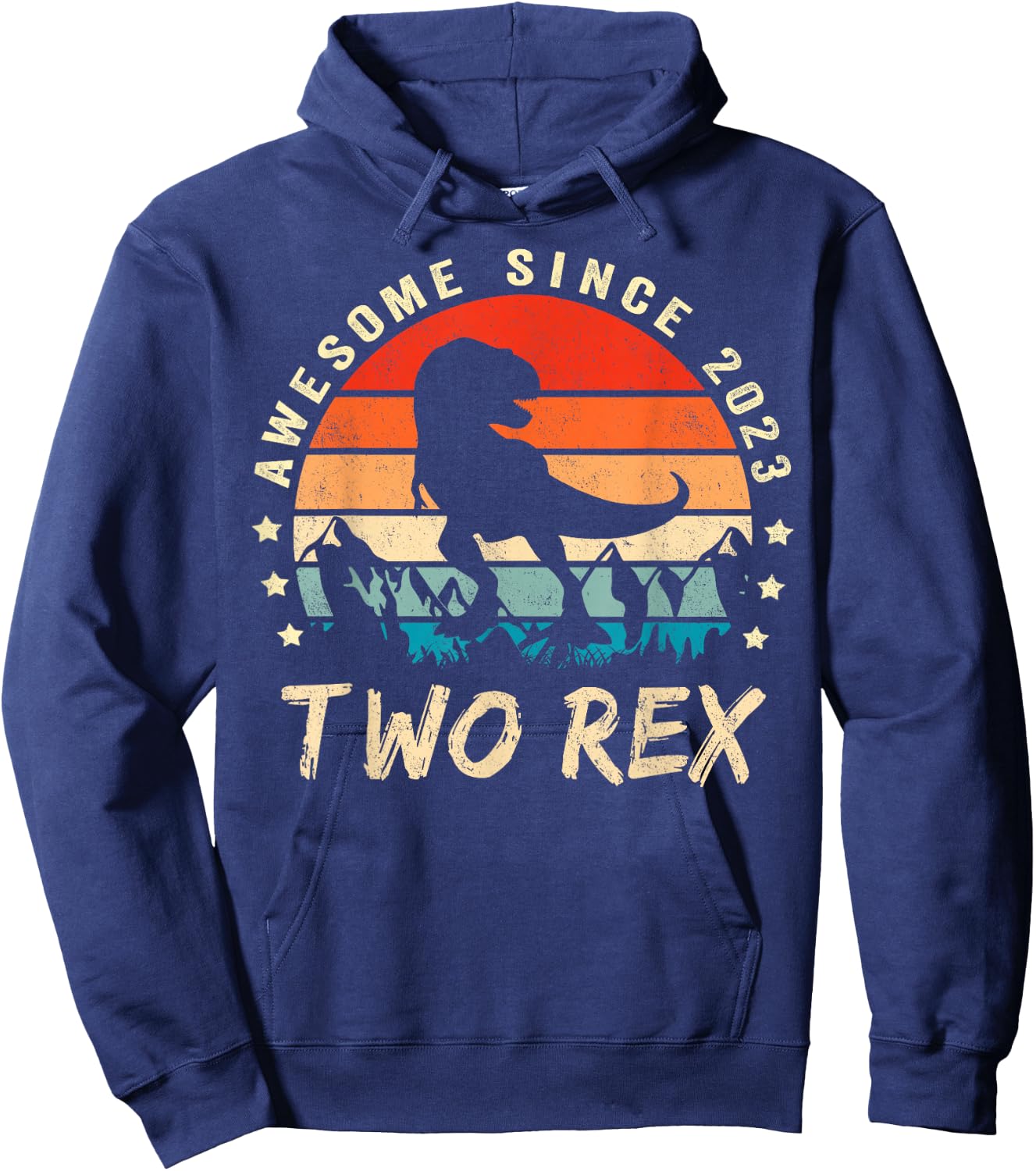 Two Rex 2nd Birthday Gift Second Dinosaur 2 Year Old Hoodie - Hoodie | Navy