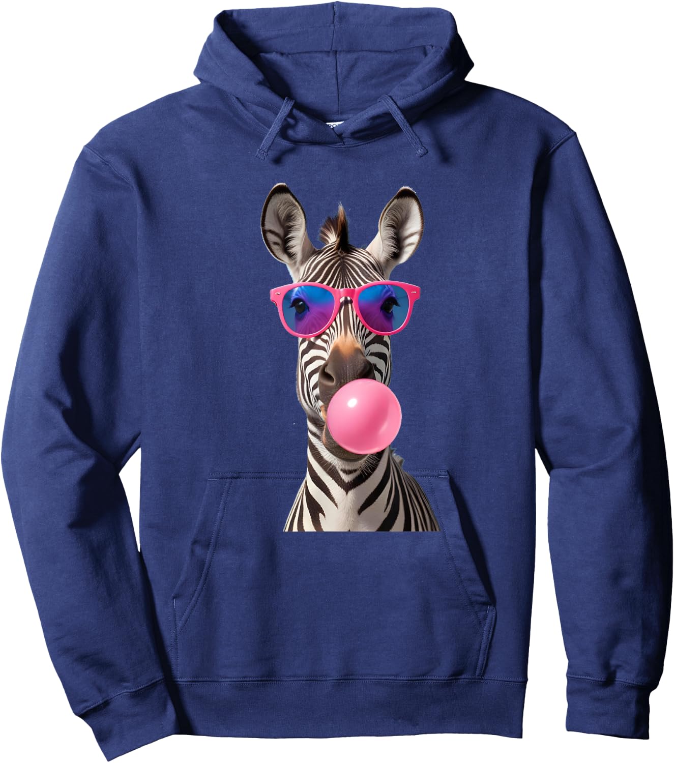 #snirt Funny Zebra Bubblegum Bubble Pink Sunglasses , black Hoodie - Hoodie | Navy