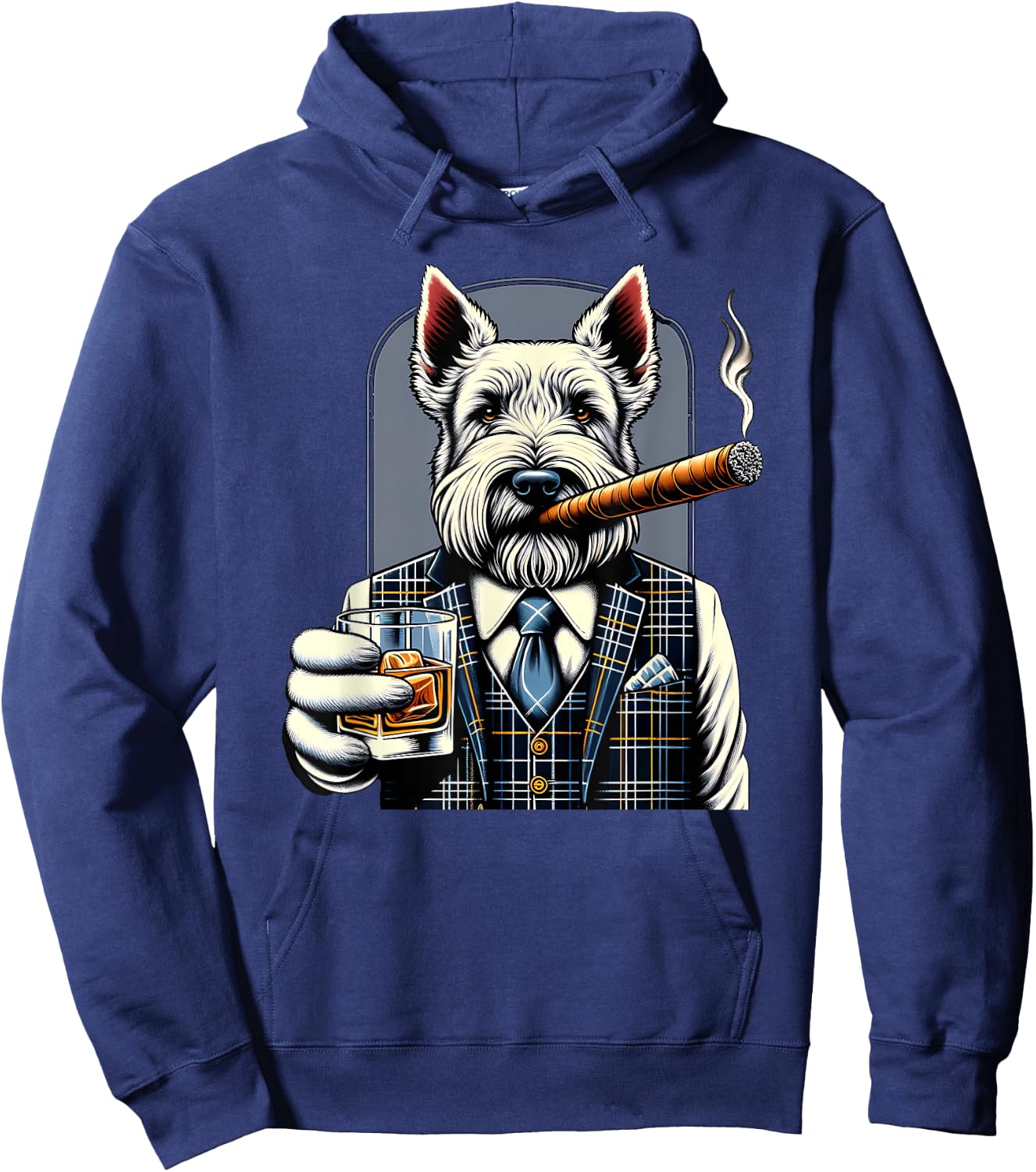 Scottish Terrier Dog Cigar And Whiskey Men Women Hoodie - Hoodie | Navy