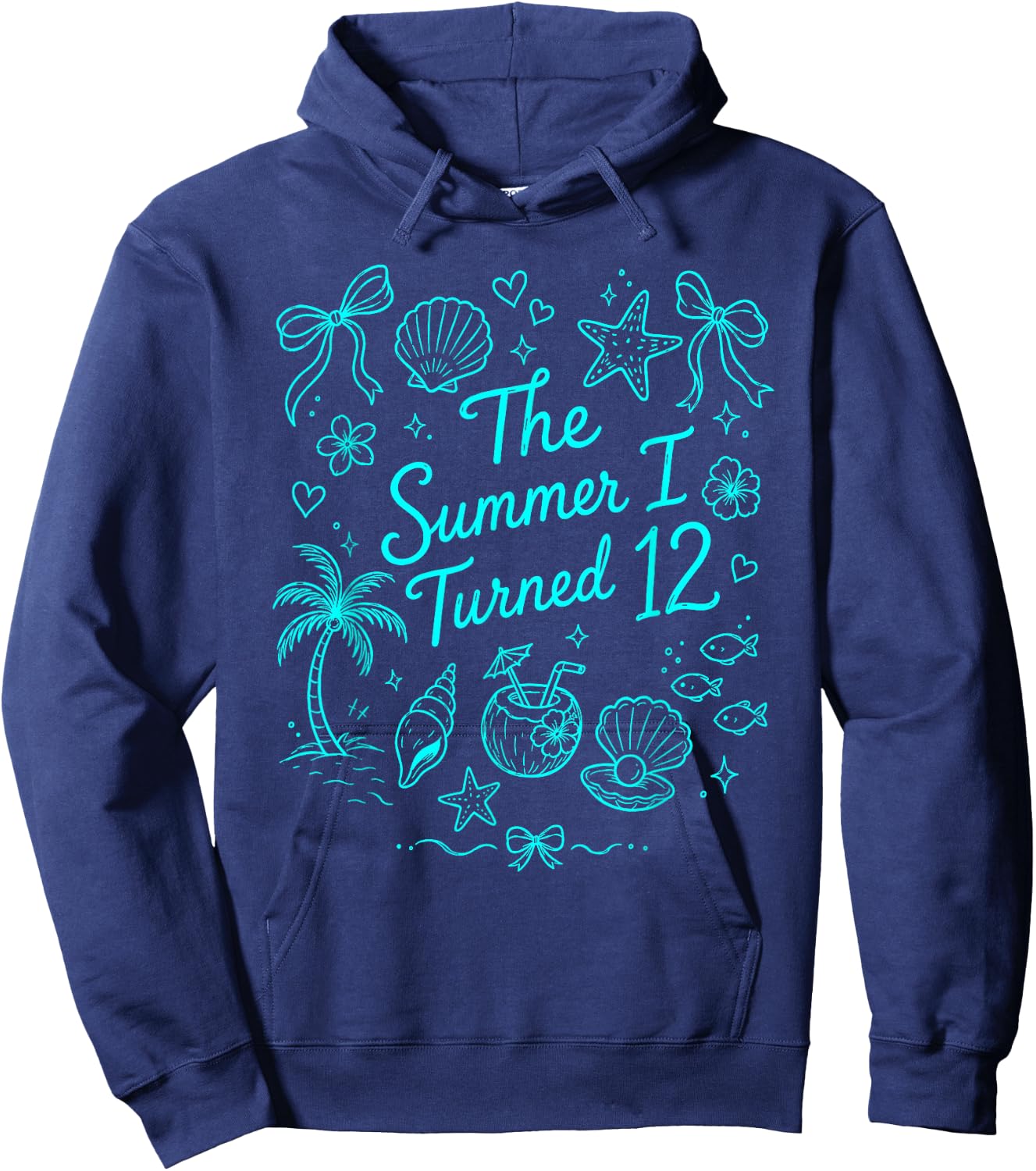 The Summer I Turned 12 Tropical Beach Birthday Hoodie - Hoodie | Navy