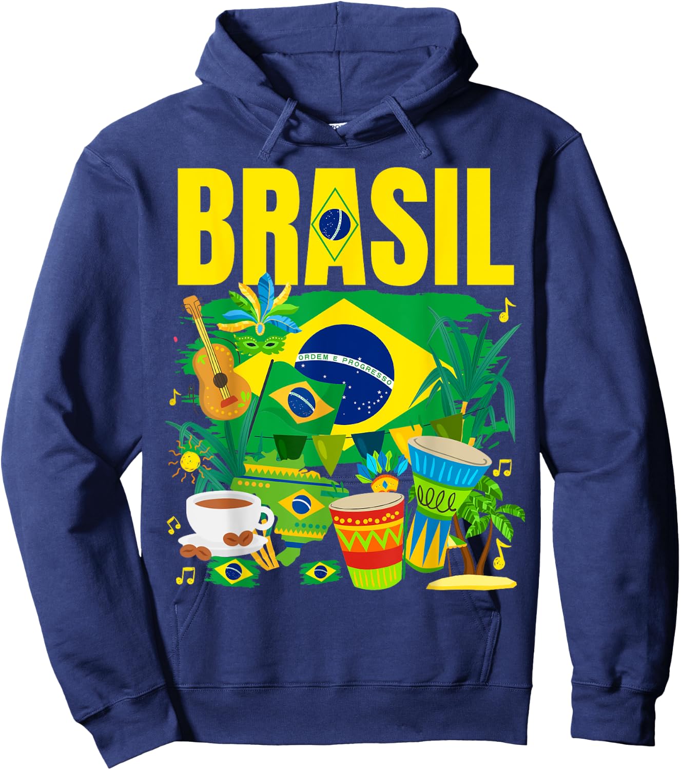 Brazil Flag - Outfit Idea - Brazilian Flag , Black, S Hoodie - Hoodie | Navy