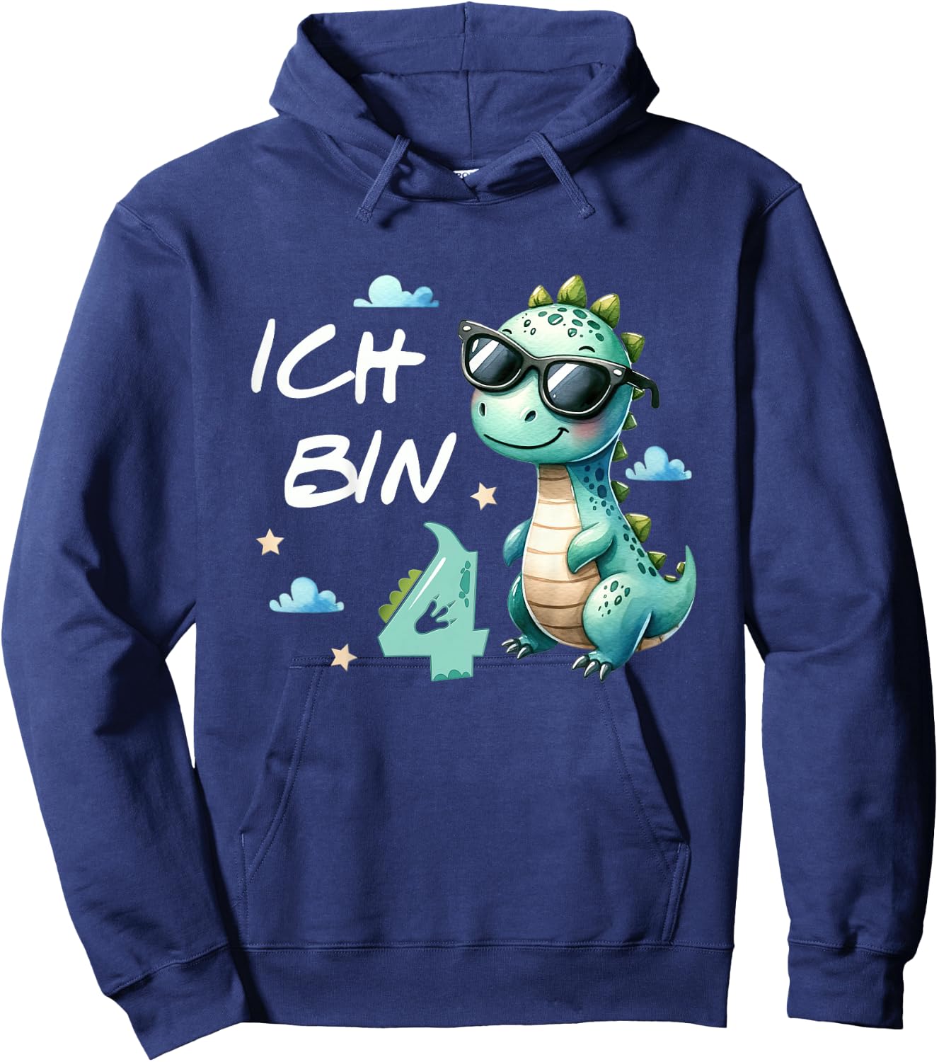 Children's 4th Birthday Boy Girl Gifts 4 Years Old Cool Dino , black Hoodie - Hoodie | Navy