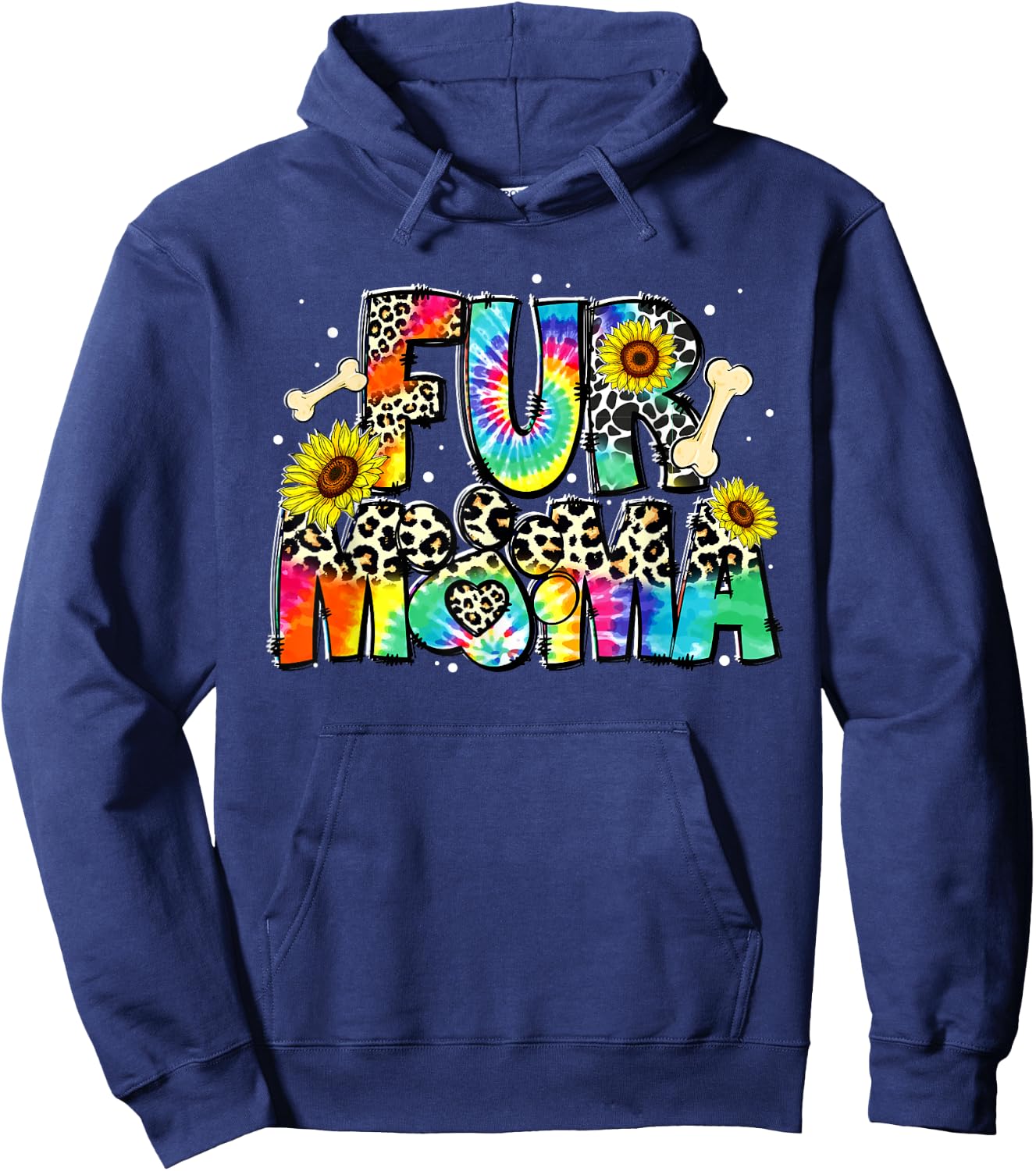 Fur Mama Tie Dye Leopard Mother's Day Dog Mom Life Dog Mama Men Women Hoodie - Hoodie | Navy