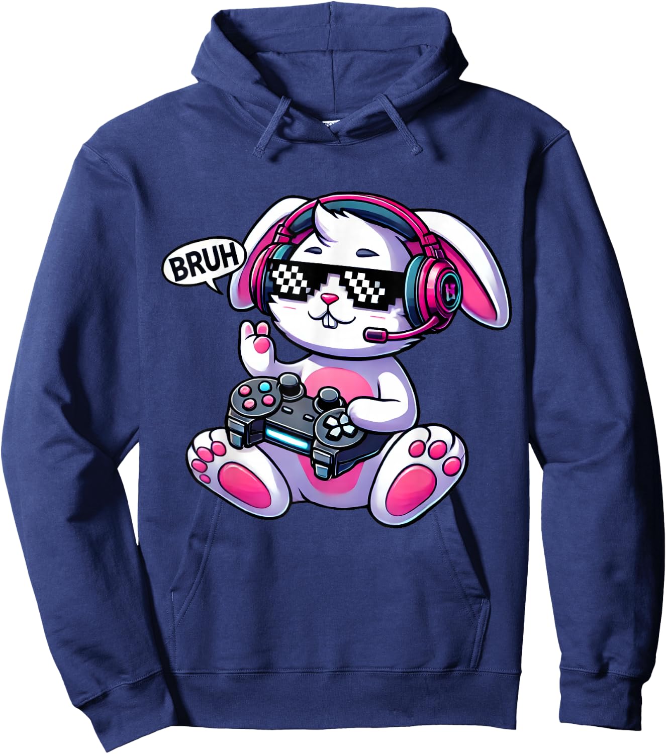 Easter Gamer Bunny – Happy Easter BRUH Hoodie - Hoodie | Navy
